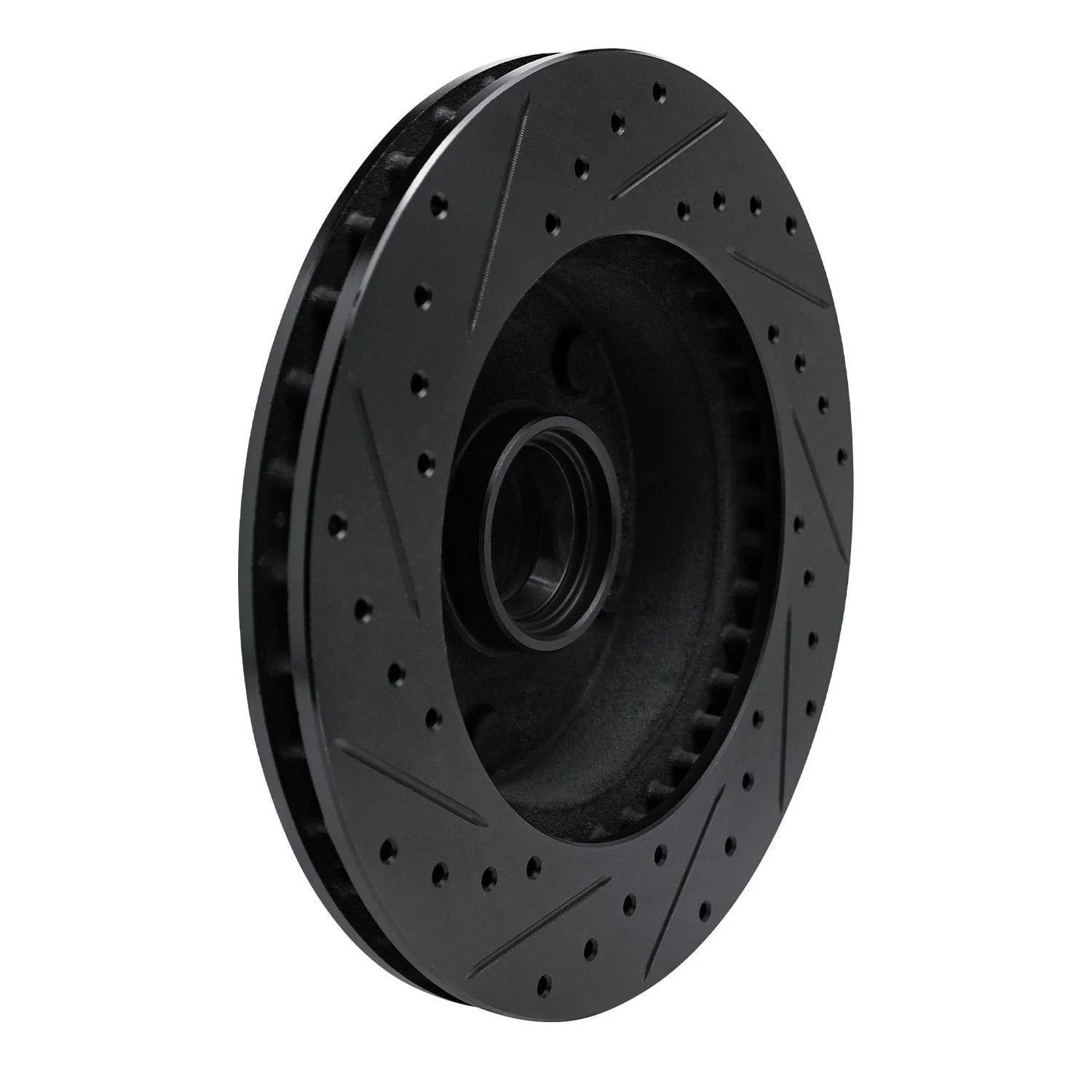 R1 Concepts 94-01 Ford E-150 Econoline Front Right Drilled & Slotted Black Brake Rotor - Image 2