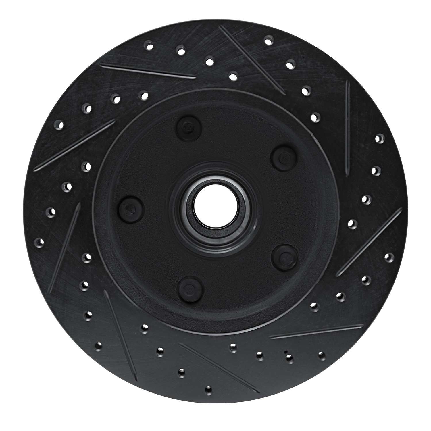 R1 Concepts 94-01 Ford F-150 RWD Front Left Drilled & Slotted Black Brake Rotor - Image 2