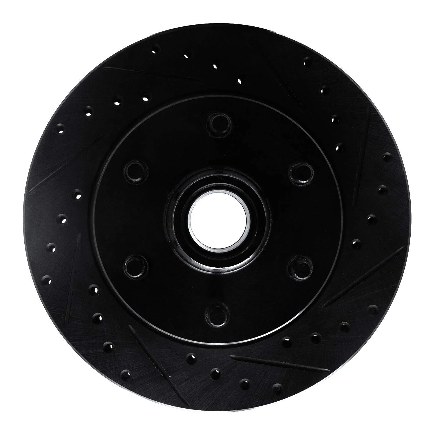 R1 Concepts 94-02 Chevrolet C2500 Front Right Drilled & Slotted Black Brake Rotor