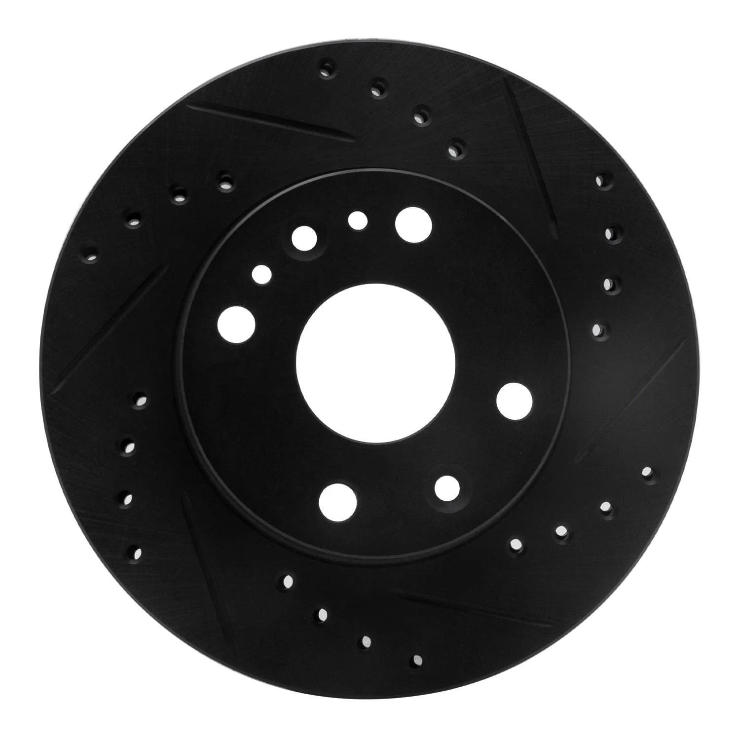 R1 Concepts 94-02 Ford ASPIRE Front Right Drilled & Slotted Black Brake Rotor