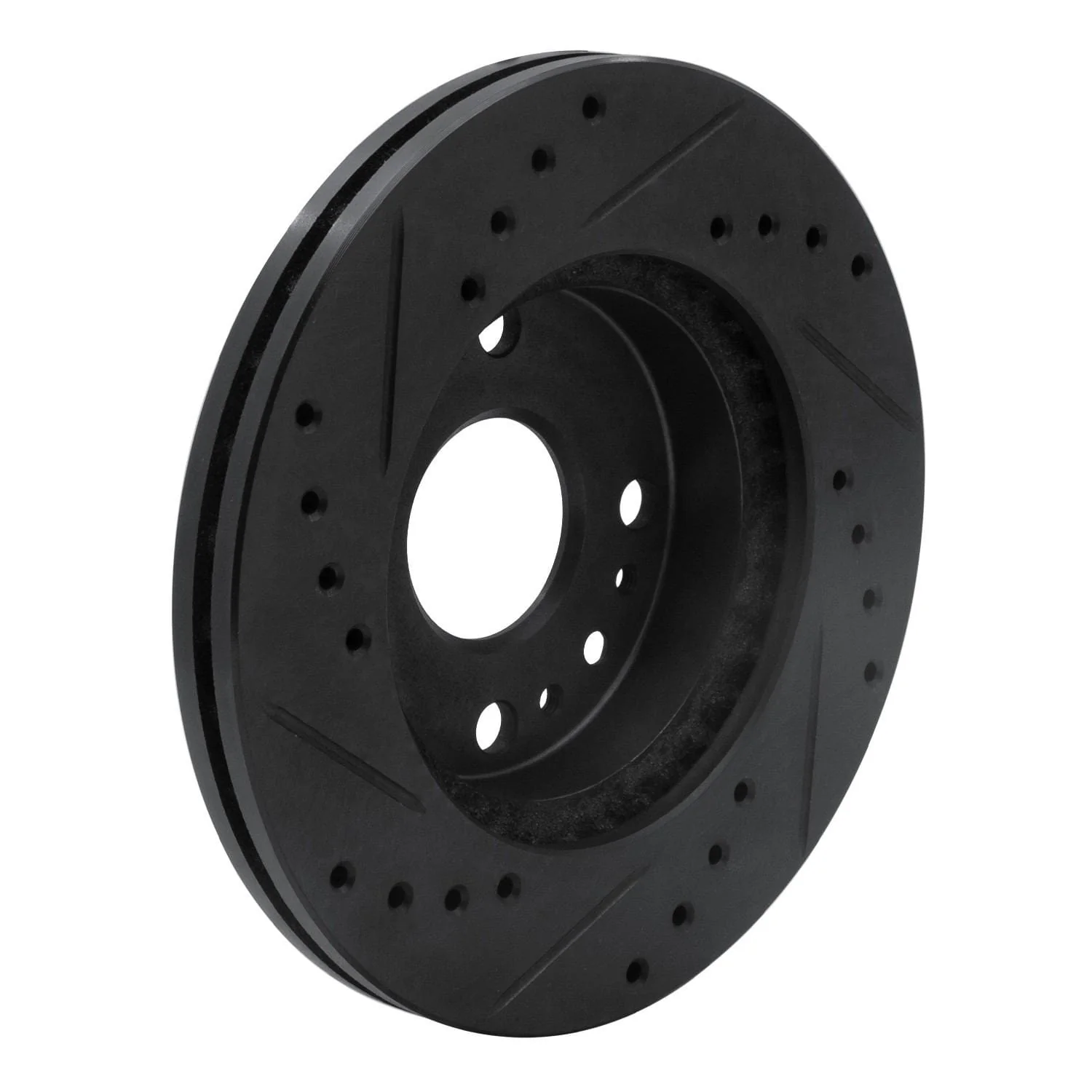 R1 Concepts 94-02 Ford ASPIRE Front Right Drilled & Slotted Black Brake Rotor - Image 2