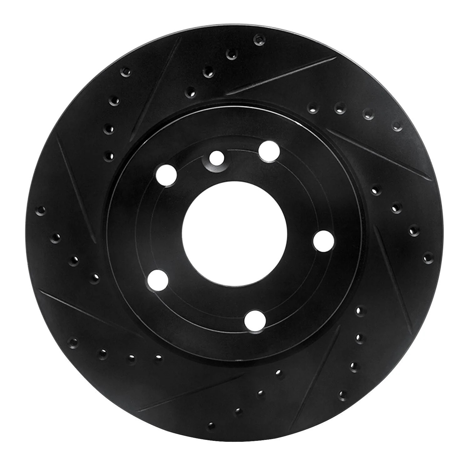 R1 Concepts 94-02 Land Rover Range Rover Front Left Drilled & Slotted Black Brake Rotor