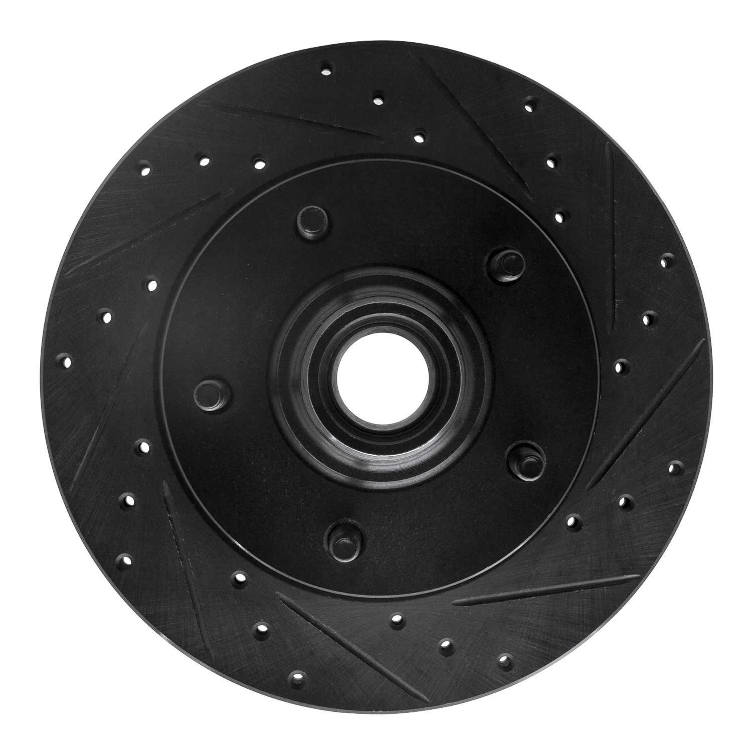 R1 Concepts 94-03 Ford E-150 Club Wagon Front Right Drilled & Slotted Black Brake Rotor