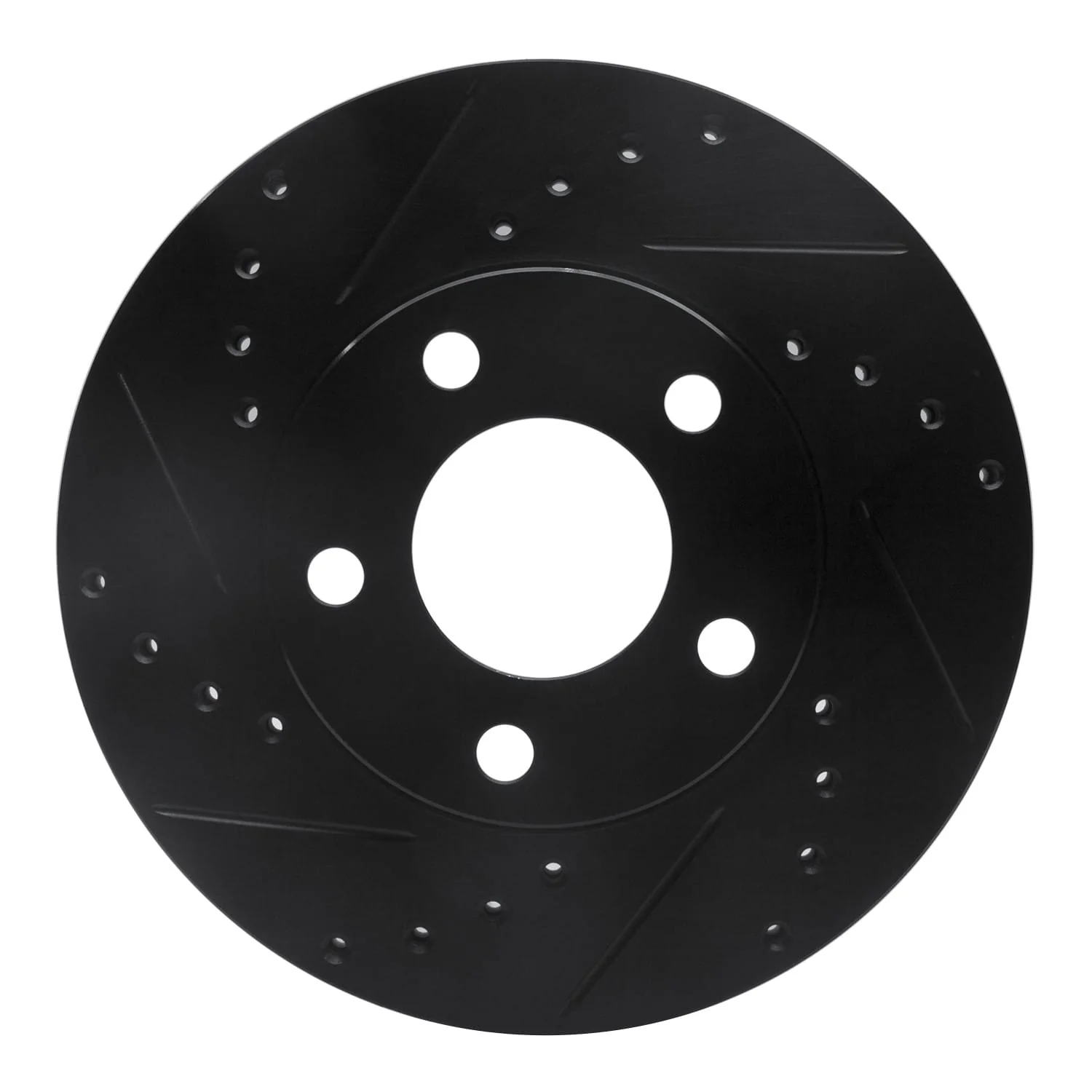 R1 Concepts 94-04 Ford Mustang Front Left Drilled & Slotted Black Brake Rotor
