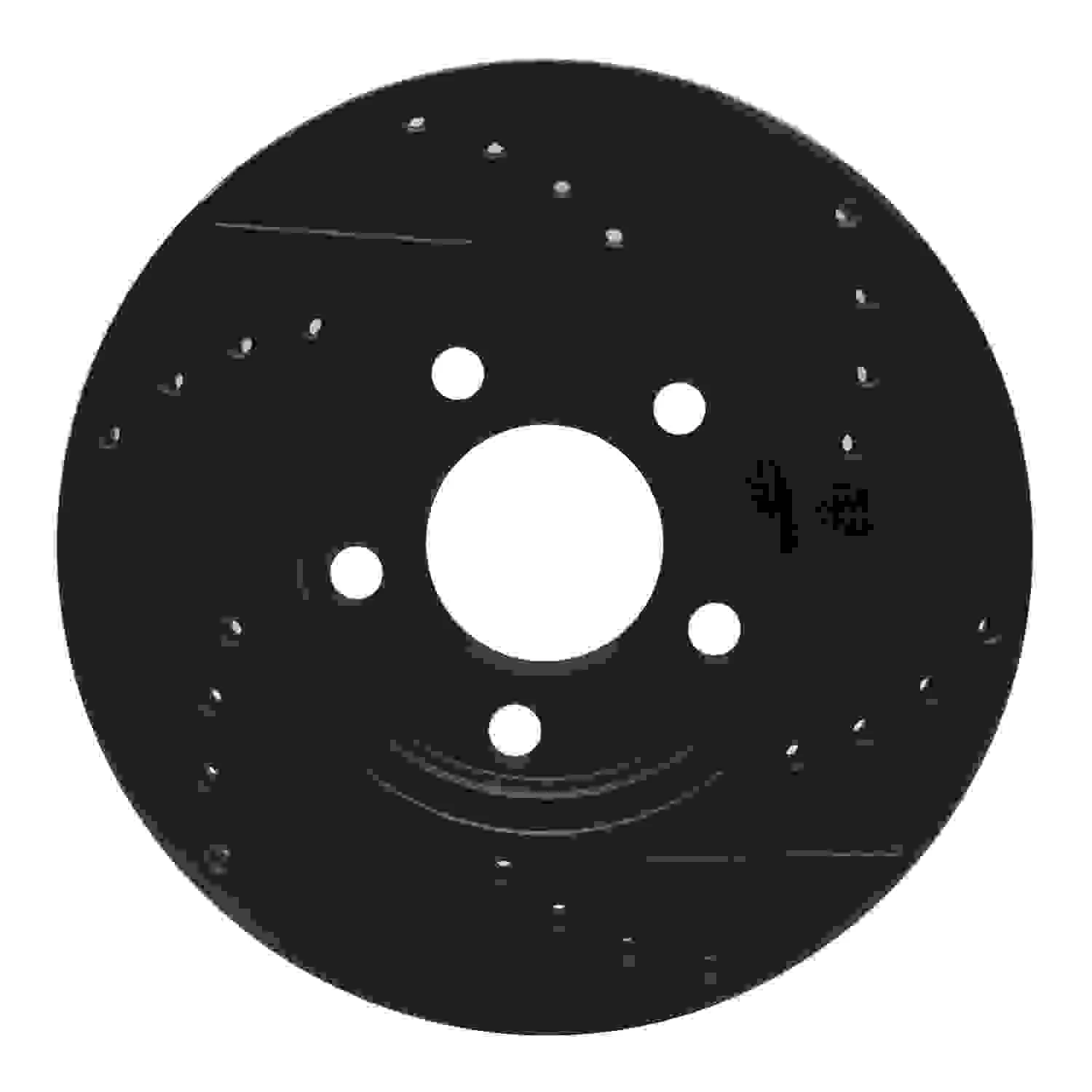 R1 Concepts 94-04 Ford Mustang Front Left Drilled & Slotted Black Brake Rotor - Image 2