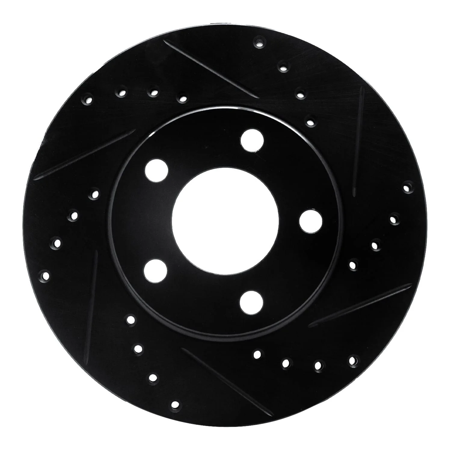 R1 Concepts 94-04 Ford Mustang Front Right Drilled & Slotted Black Brake Rotor