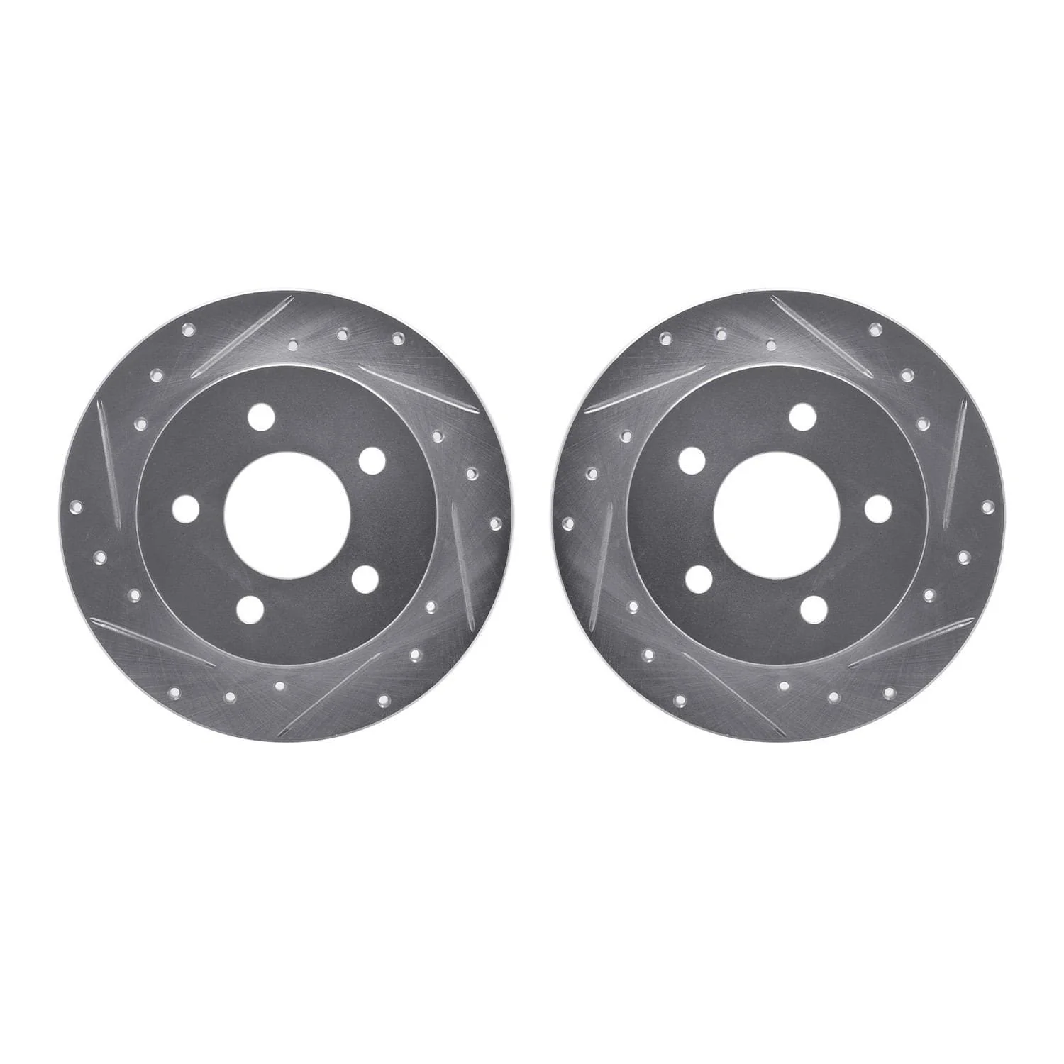 R1 Concepts 94-04 Ford Mustang Rear Drilled & Slotted Silver Brake Rotor Set