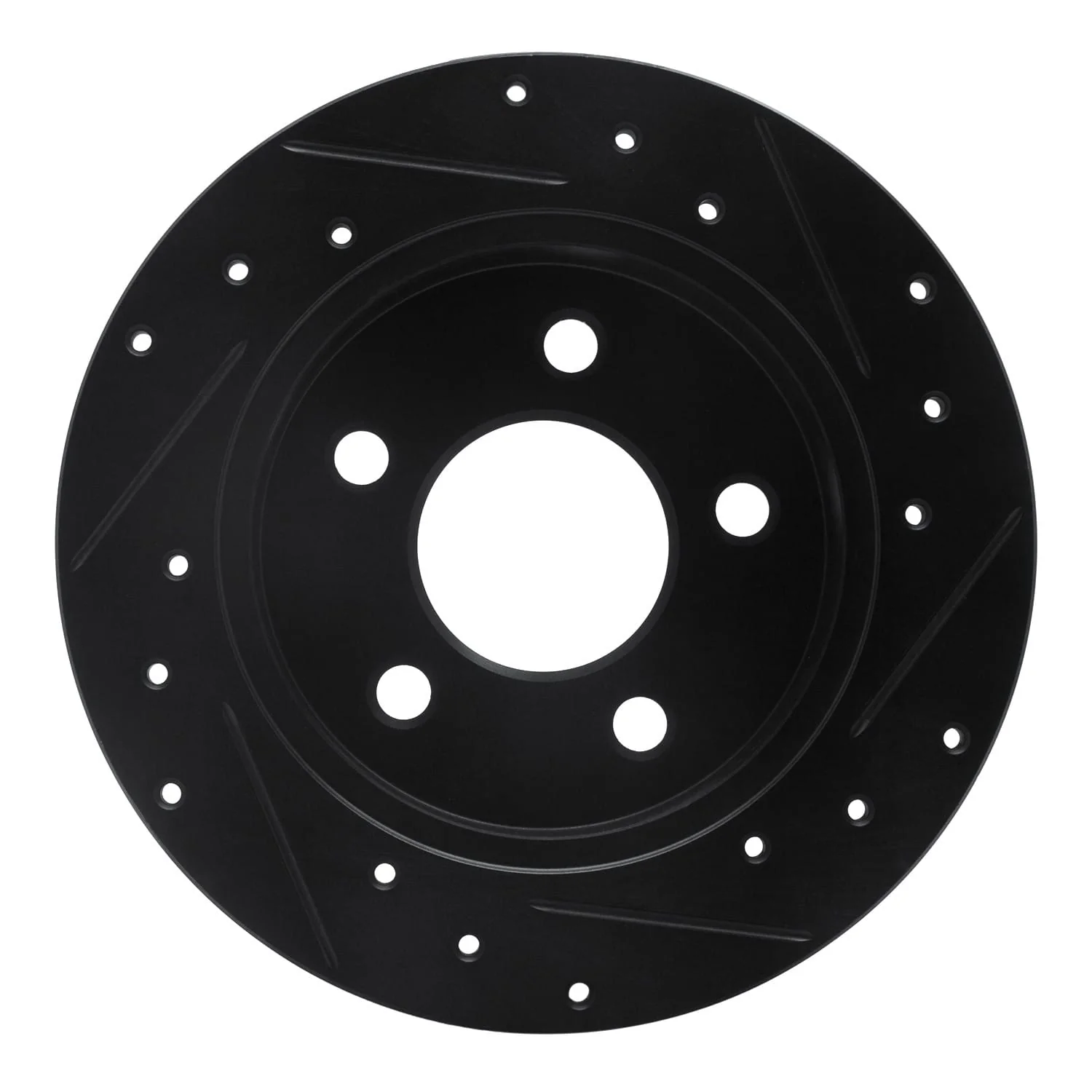 R1 Concepts 94-04 Ford Mustang Rear Left Drilled & Slotted Black Brake Rotor - Image 2
