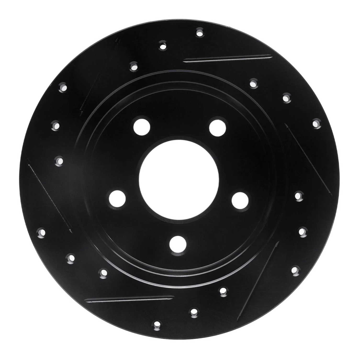 R1 Concepts 94-04 Ford Mustang Rear Right Drilled & Slotted Black Brake Rotor - Image 2