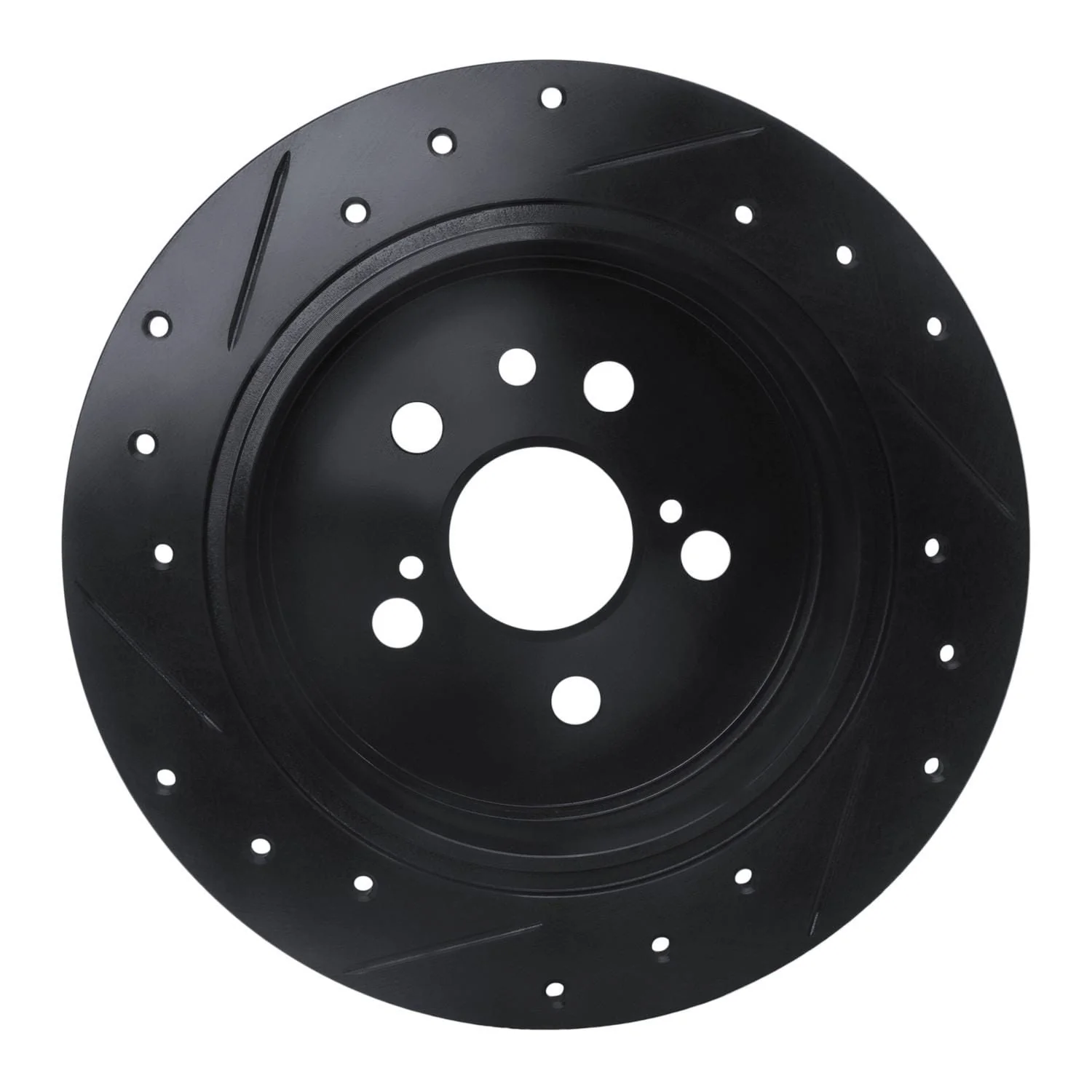 R1 Concepts 94-95 Toyota Celica Rear Right Drilled & Slotted Black Brake Rotor - Image 2