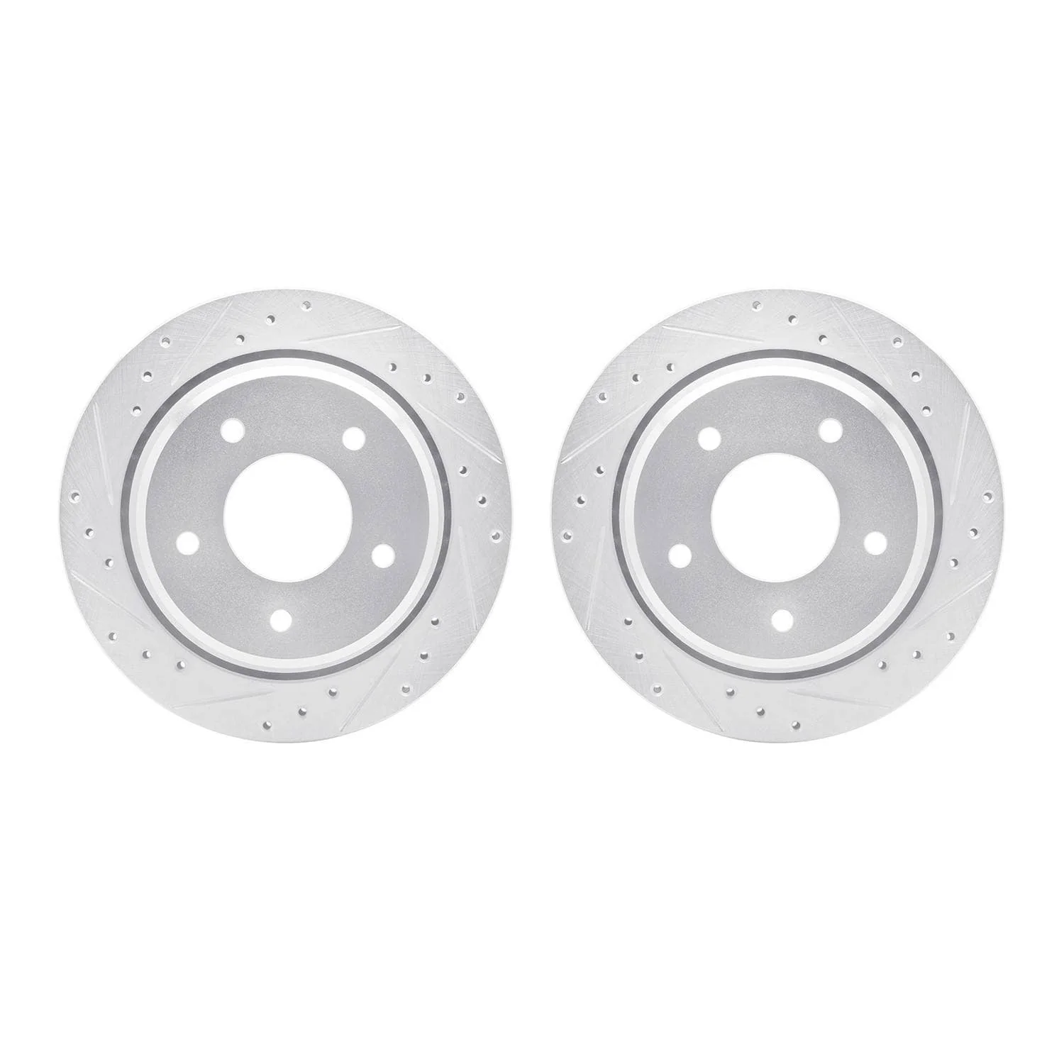 R1 Concepts 94-96 Chevrolet Impala Rear Drilled & Slotted Silver Brake Rotor Set