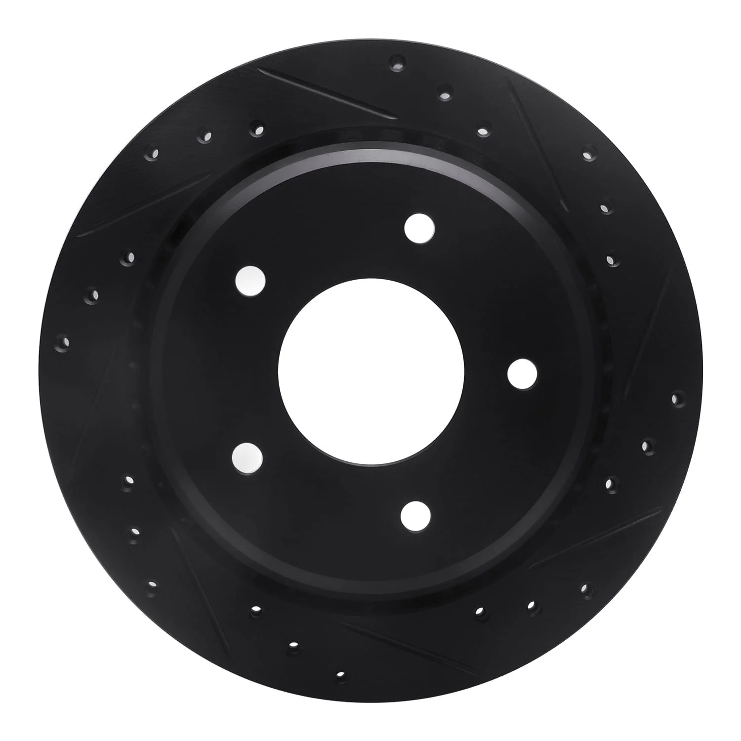 R1 Concepts 94-96 Chevrolet Impala Rear Right Drilled & Slotted Black Brake Rotor