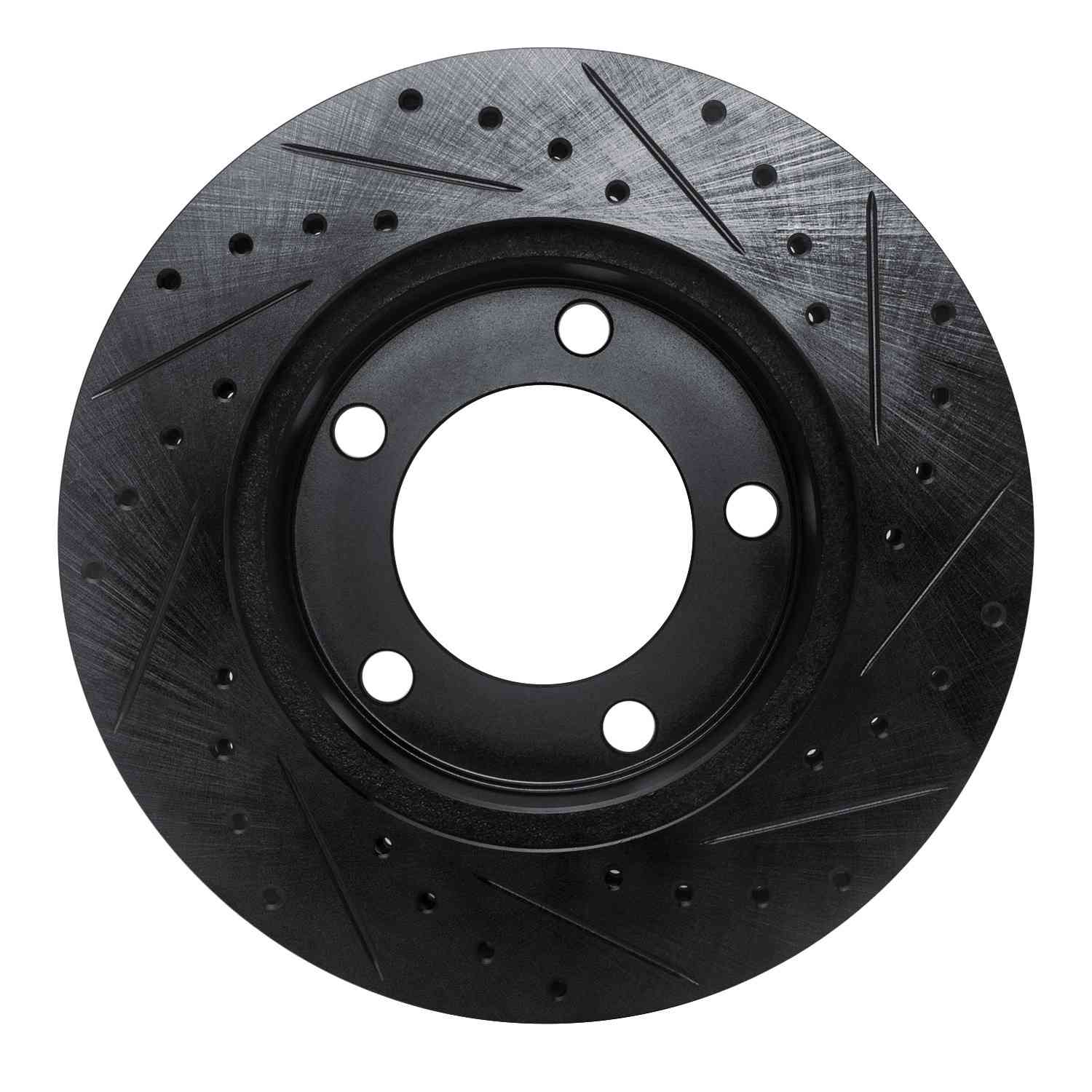 R1 Concepts 94-96 Ford F-150 4WD Front Left Drilled & Slotted Black Brake Rotor - Image 2
