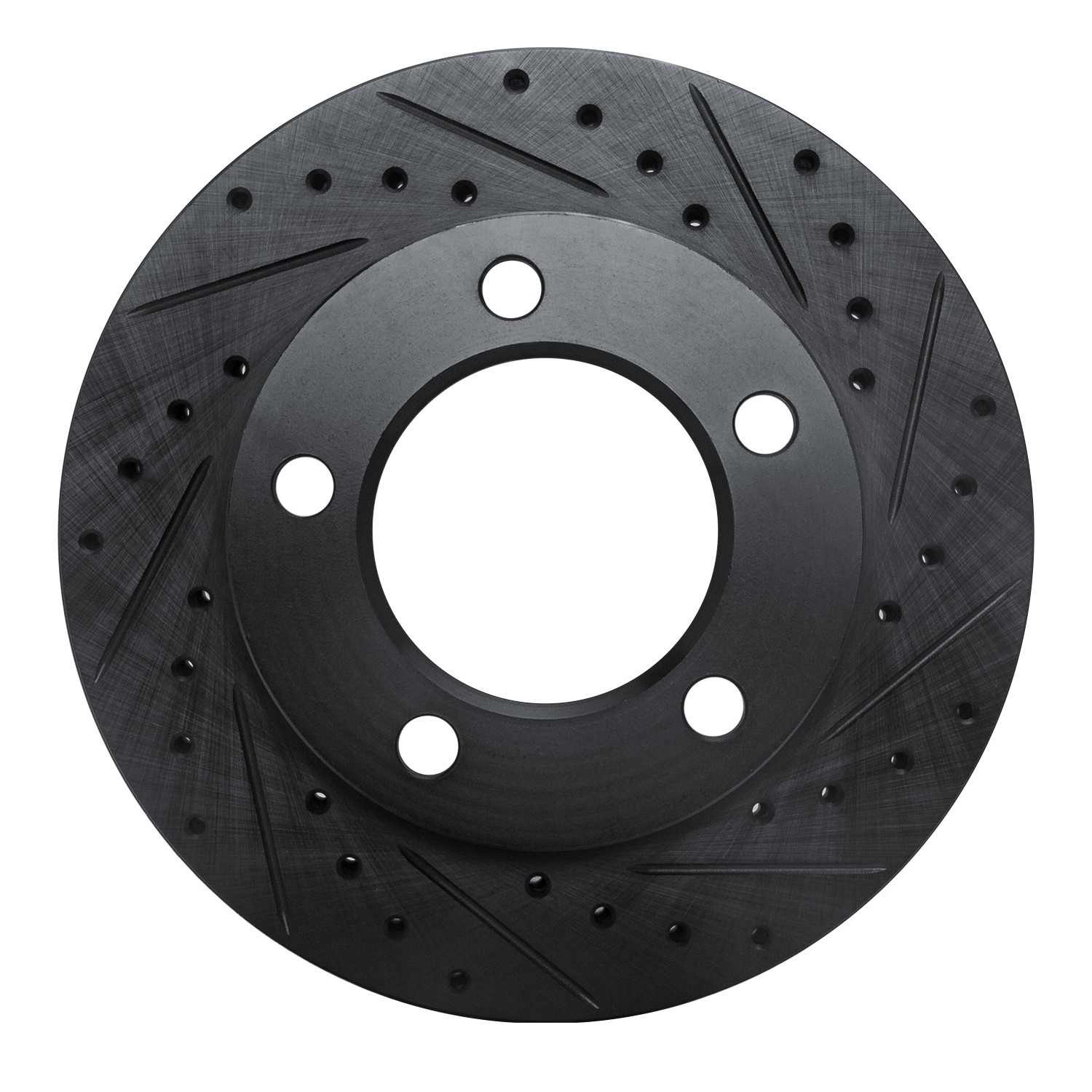 R1 Concepts 94-96 Ford F-150 4WD Front Right Drilled & Slotted Black Brake Rotor