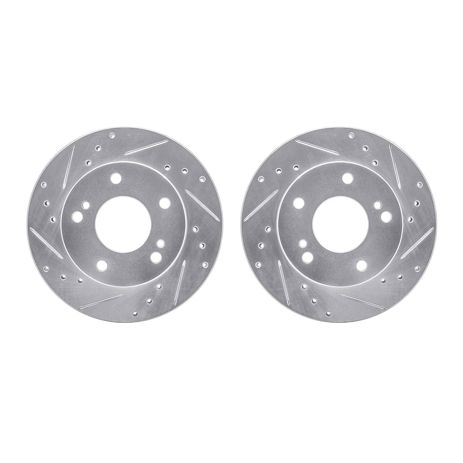 R1 Concepts 94-96 Nissan 240SX Front Drilled & Slotted Silver Brake Rotor Set