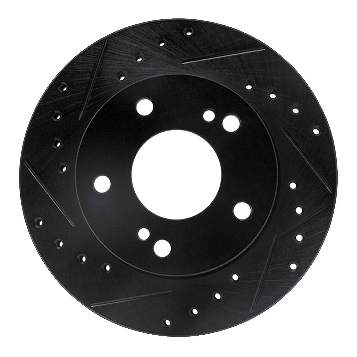 R1 Concepts 94-96 Nissan 240SX Front Left Drilled & Slotted Black Brake Rotor