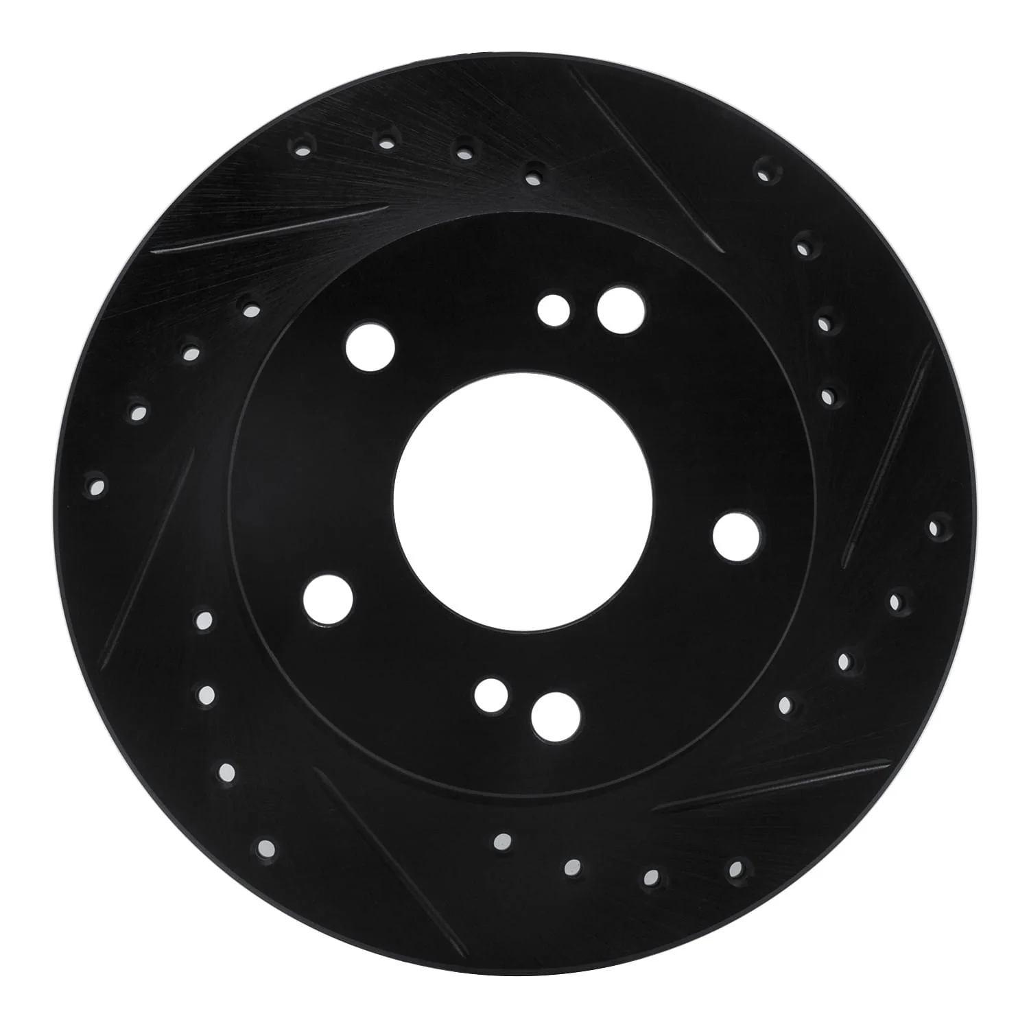 R1 Concepts 94-96 Nissan 240SX Front Right Drilled & Slotted Black Brake Rotor