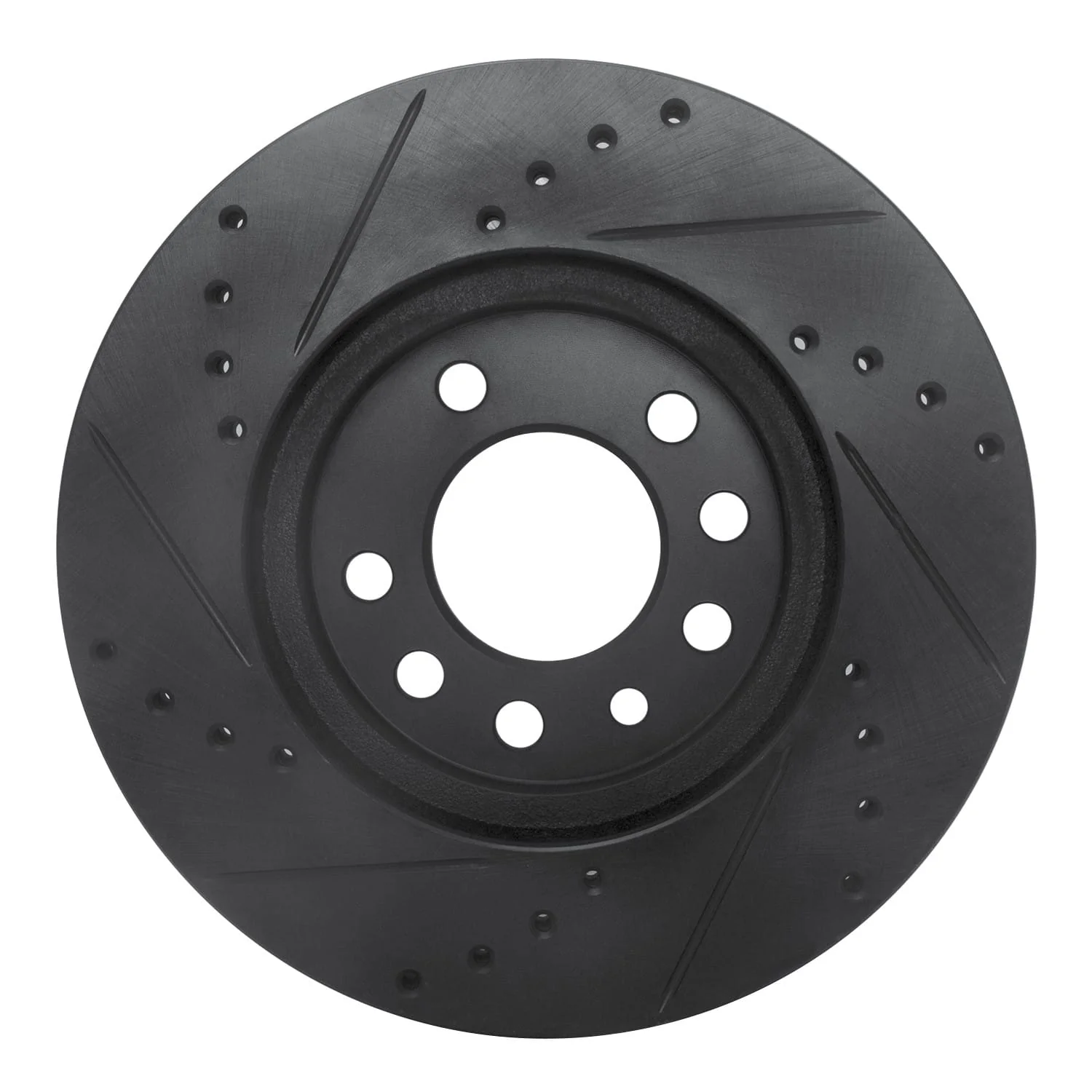 R1 Concepts 94-96 Saab 900 Front Right Drilled & Slotted Black Brake Rotor - Image 2