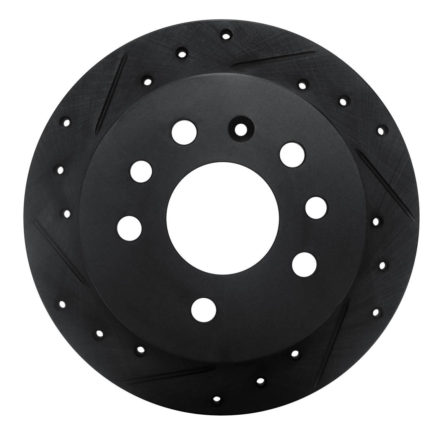 R1 Concepts 94-96 Saab 900 Rear Left Drilled & Slotted Black Brake Rotor