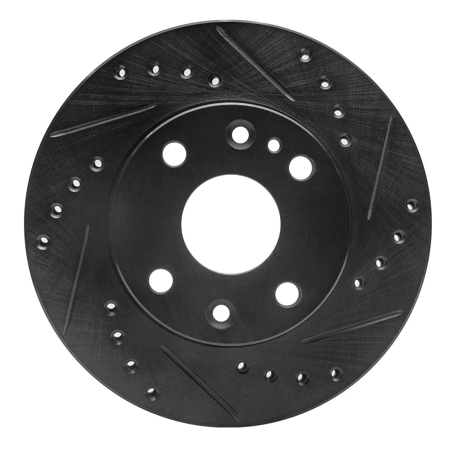 R1 Concepts 94-97 Ford Aspire Front Right Drilled & Slotted Black Brake Rotor