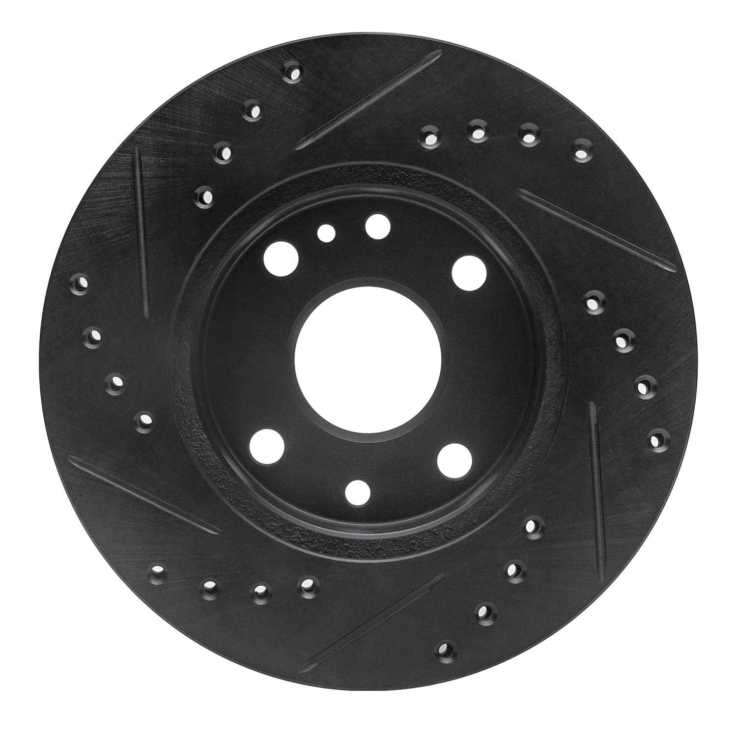 R1 Concepts 94-97 Ford Aspire Front Right Drilled & Slotted Black Brake Rotor - Image 2
