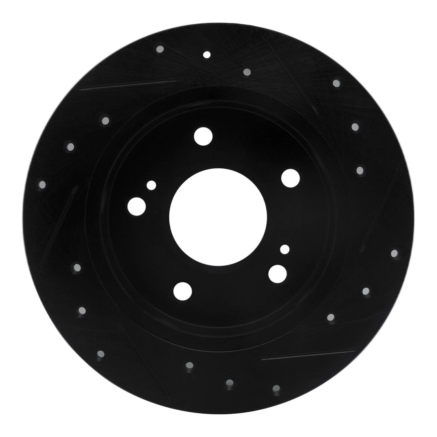 R1 Concepts 94-98 Nissan 240SX Rear Left Drilled & Slotted Black Brake Rotor - Image 2
