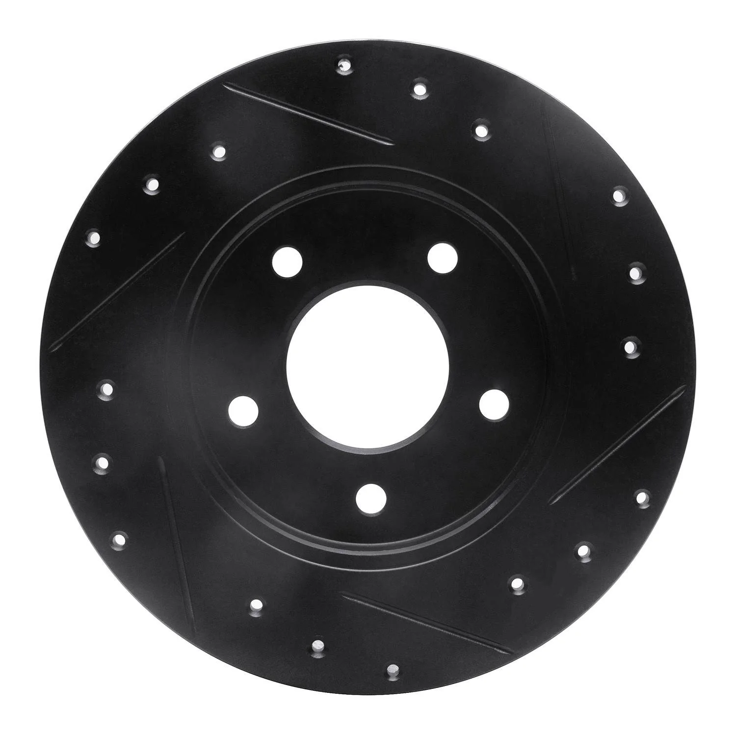 R1 Concepts 94-99 Buick Regal Rear Left Drilled & Slotted Black Brake Rotor - Image 2