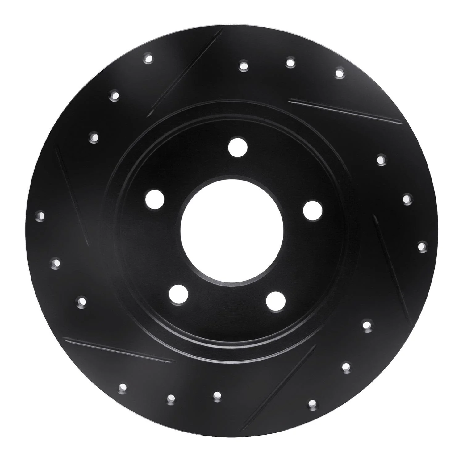 R1 Concepts 94-99 Buick Regal Rear Right Drilled & Slotted Black Brake Rotor - Image 2