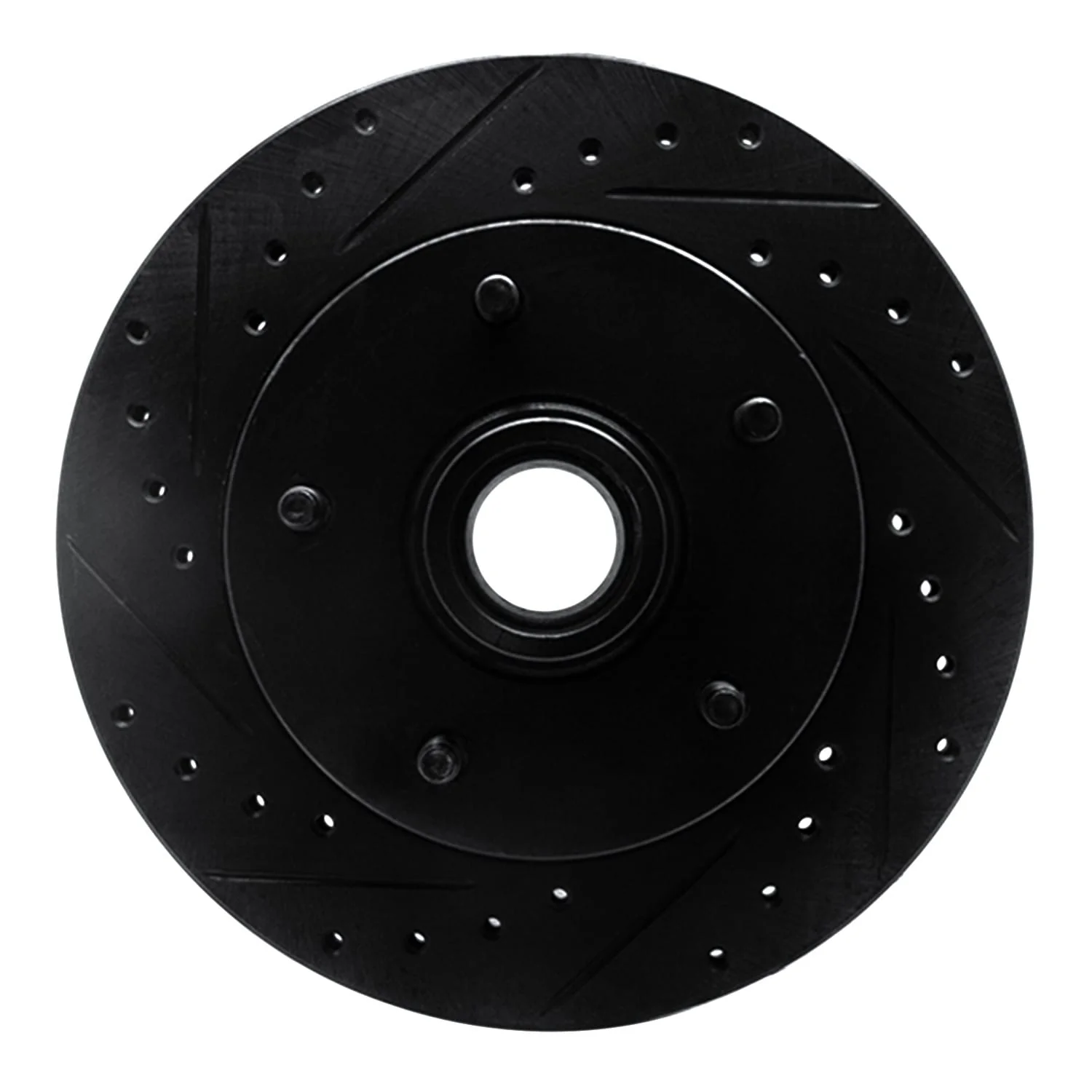 R1 Concepts 94-99 Dodge Ram 1500 Pickup Front Left Drilled & Slotted Black Brake Rotor