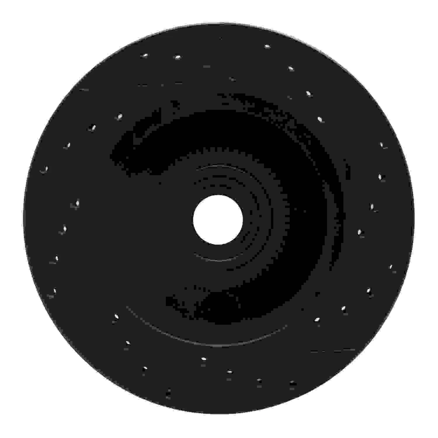 R1 Concepts 94-99 Dodge Ram 1500 Pickup Front Left Drilled & Slotted Black Brake Rotor - Image 2