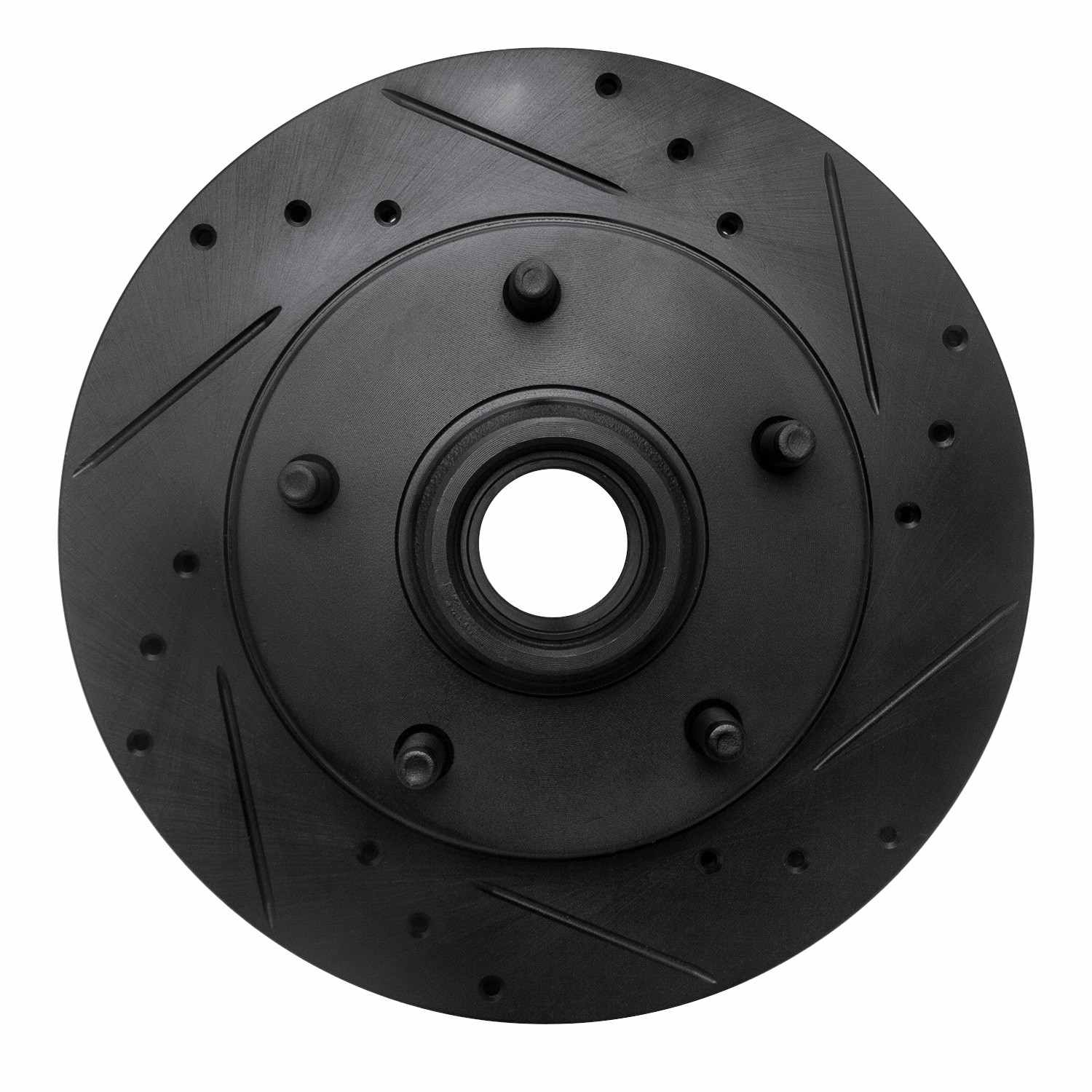 R1 Concepts 94-99 Dodge Ramcharger (Mexico) Front Right Drilled & Slotted Black Brake Rotor