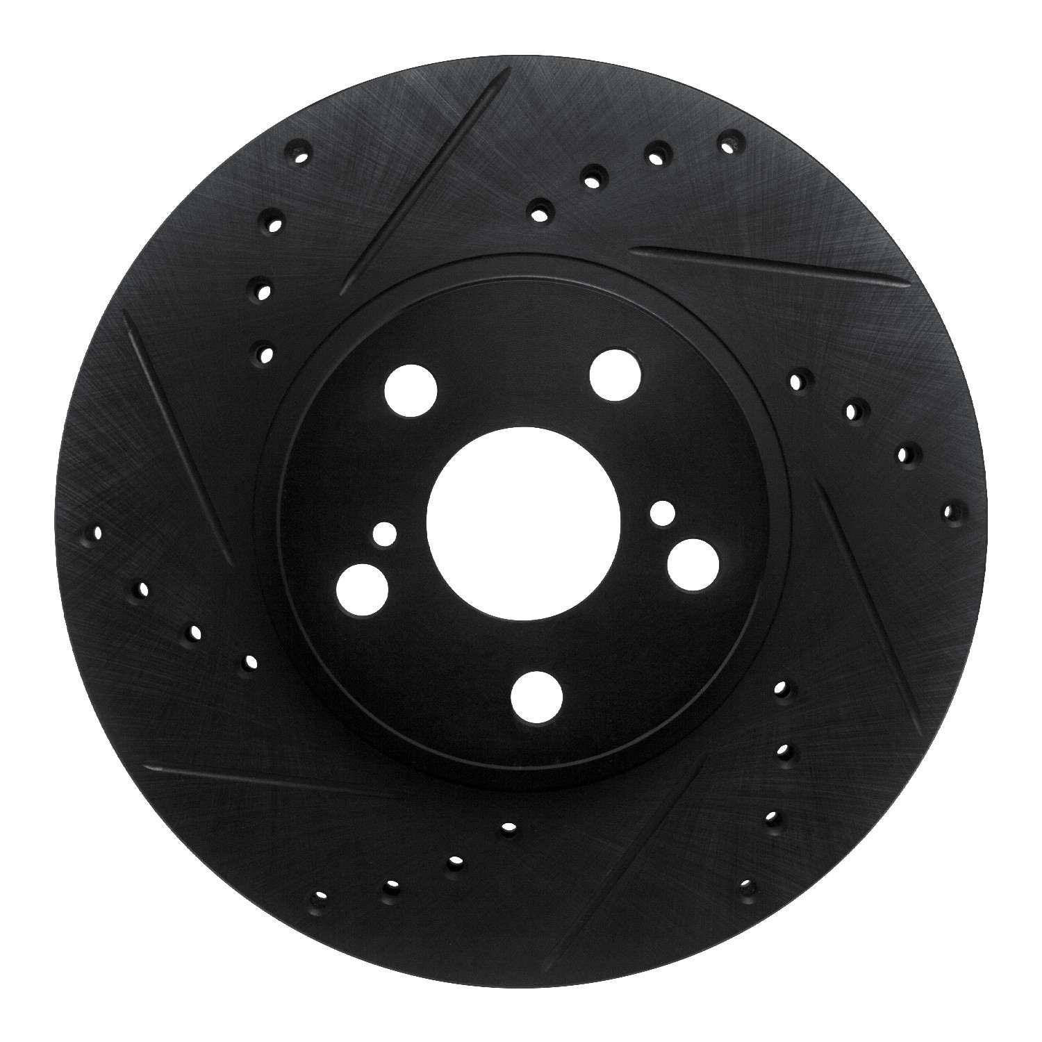 R1 Concepts 94-99 Toyota Celica Front Left Drilled & Slotted Black Brake Rotor