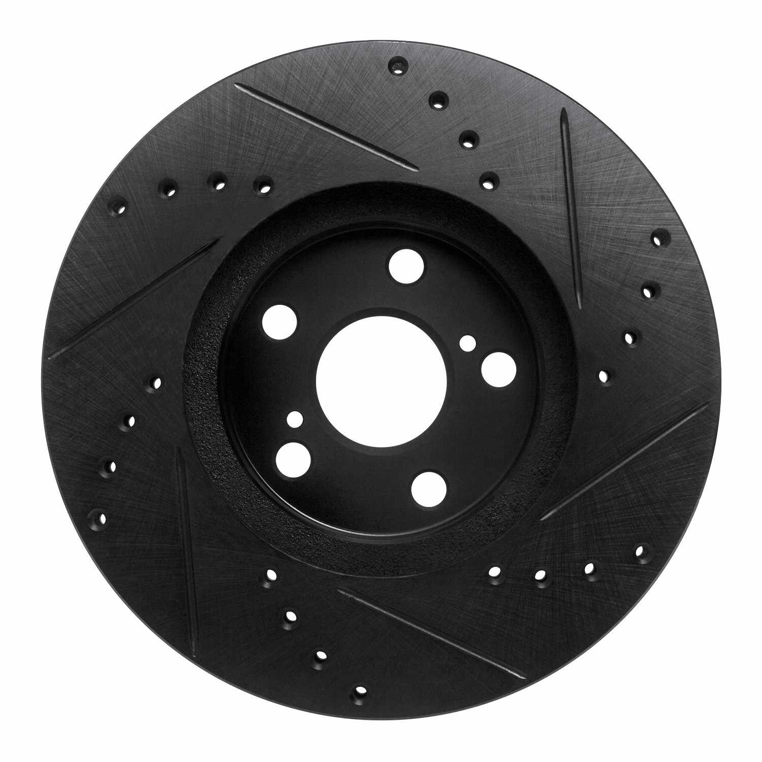 R1 Concepts 94-99 Toyota Celica Front Left Drilled & Slotted Black Brake Rotor - Image 2