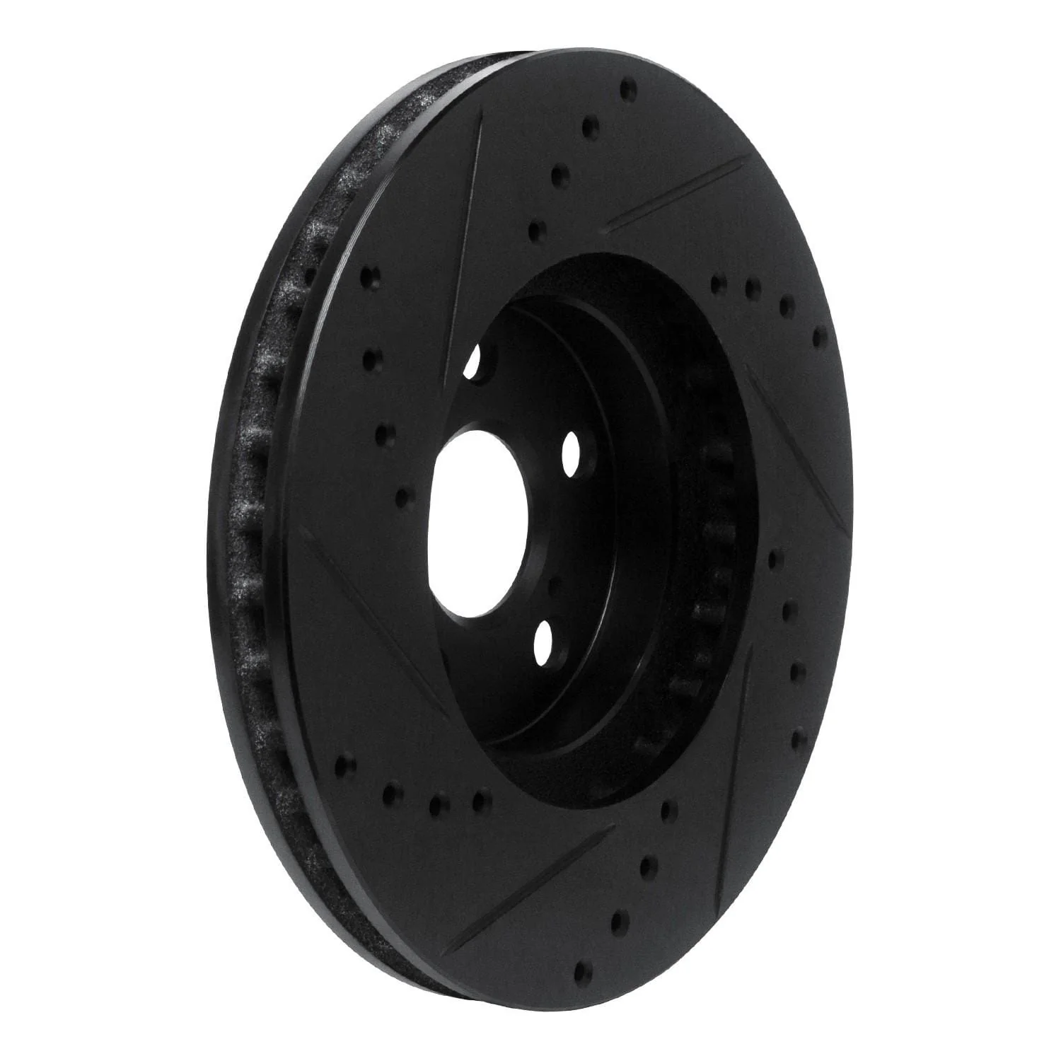 R1 Concepts 94-99 Toyota Celica Front Right Drilled & Slotted Black Brake Rotor - Image 2