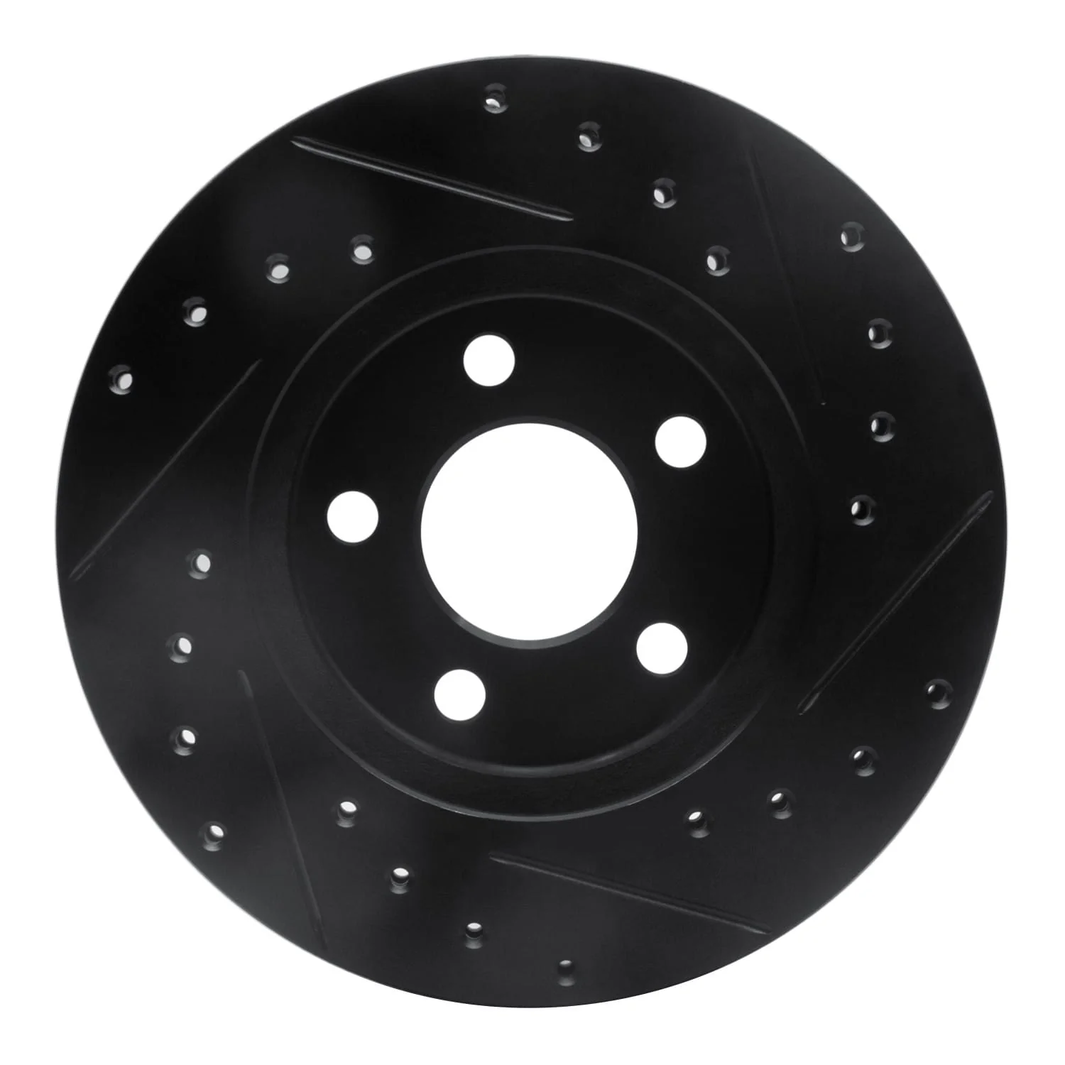 R1 Concepts 95-00 Chrysler CIRRUS Front Left Drilled & Slotted Black Brake Rotor - Image 2