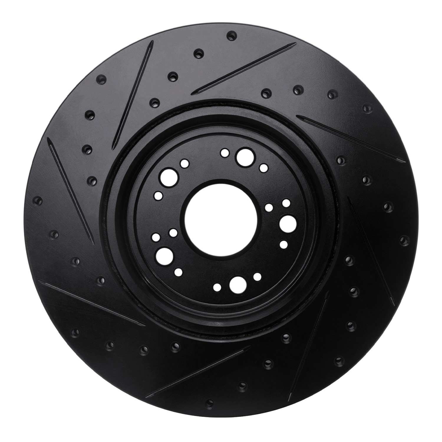 R1 Concepts 95-00 Lexus LS400 Front Right Drilled & Slotted Black Brake Rotor - Image 2