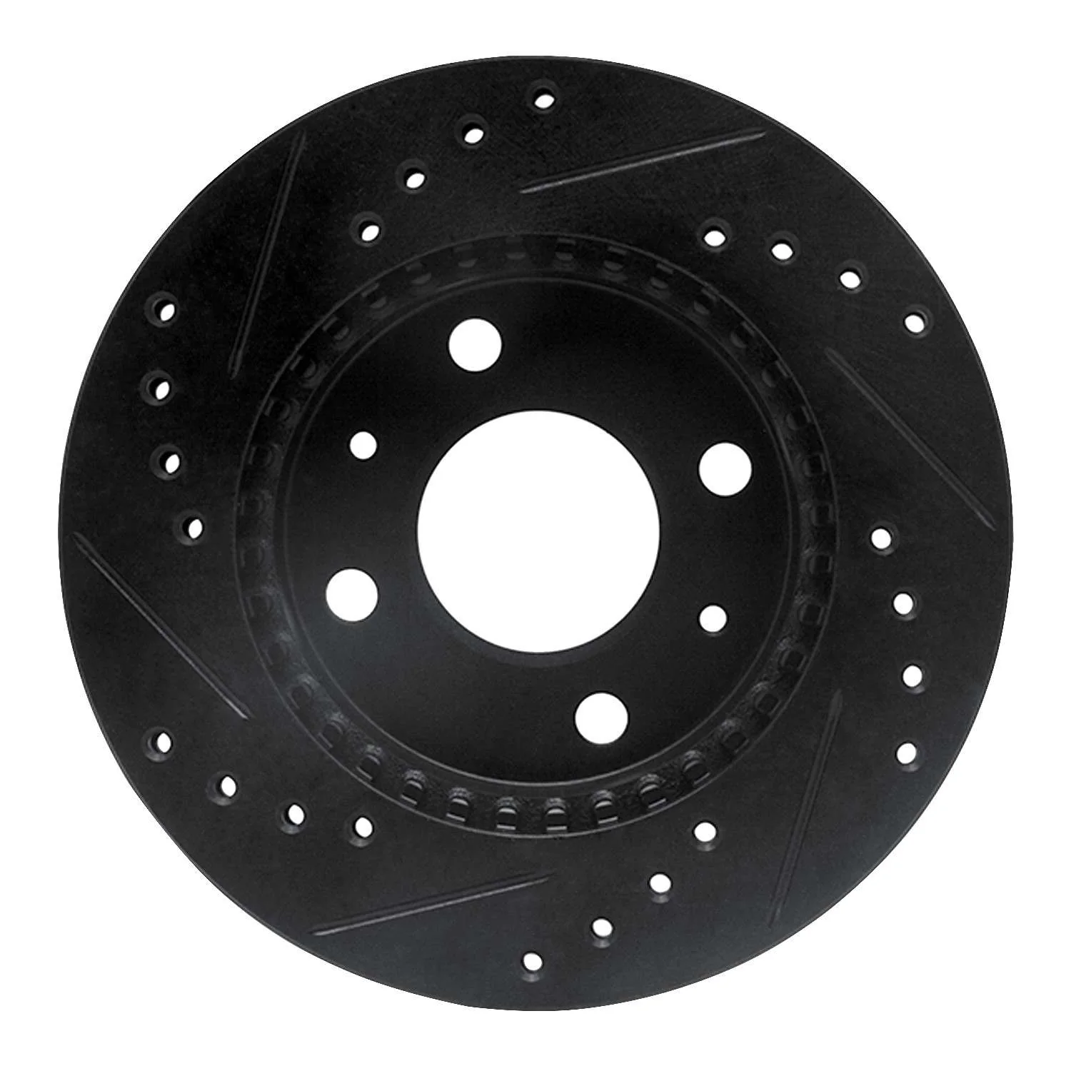 R1 Concepts 95-00 Nissan Lucino (Mexico) Front Right Drilled & Slotted Black Brake Rotor - Image 2
