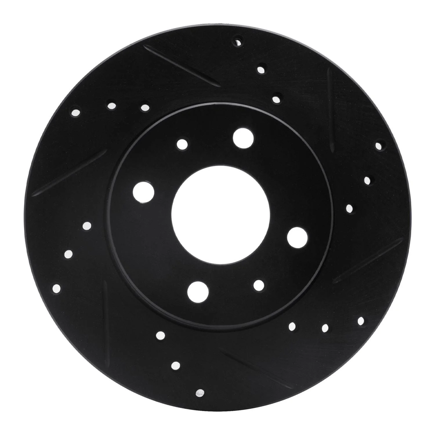 R1 Concepts 95-00 Nissan Sentra Front Right Drilled & Slotted Black Brake Rotor