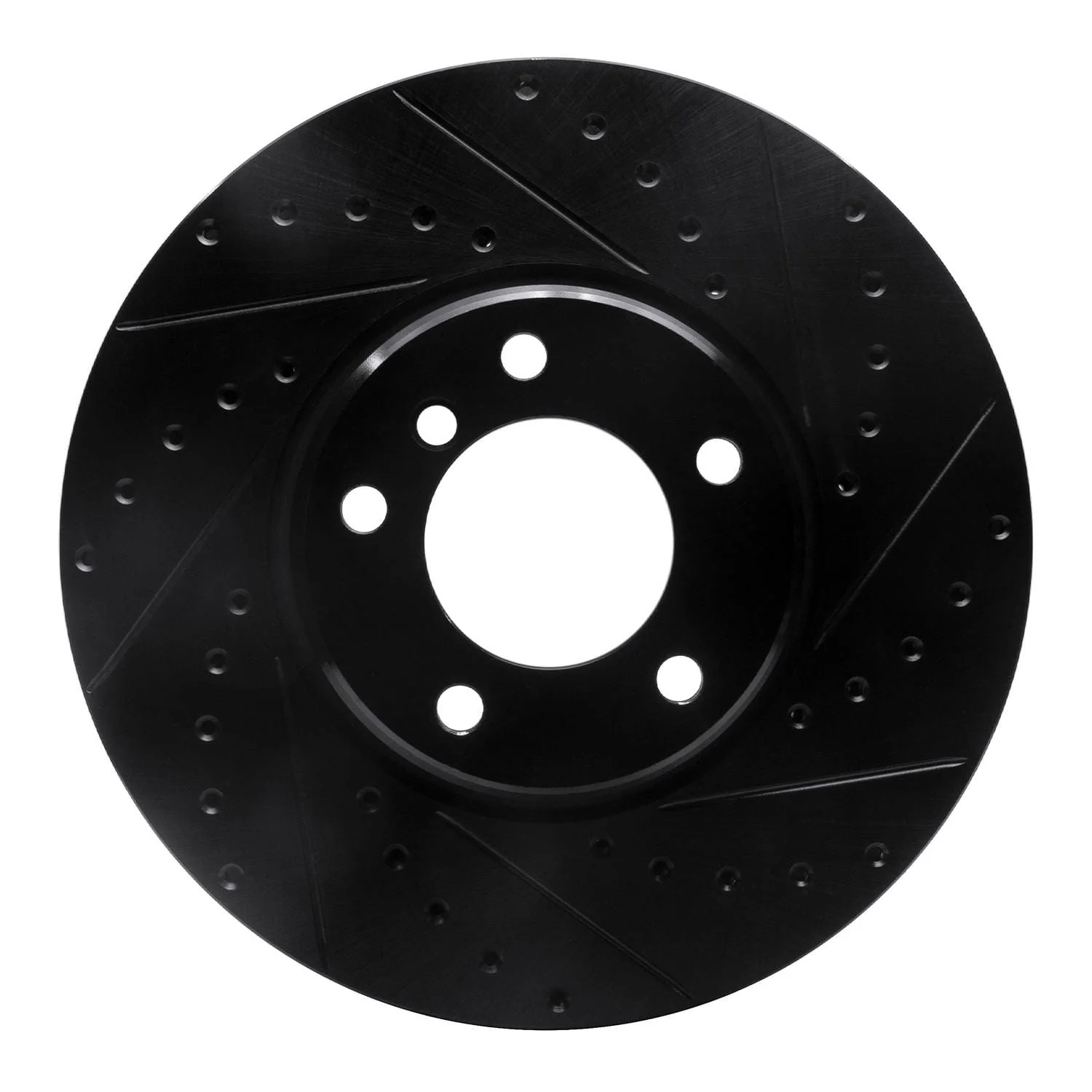 R1 Concepts 95-01 BMW 750IL Front Right Drilled & Slotted Black Brake Rotor