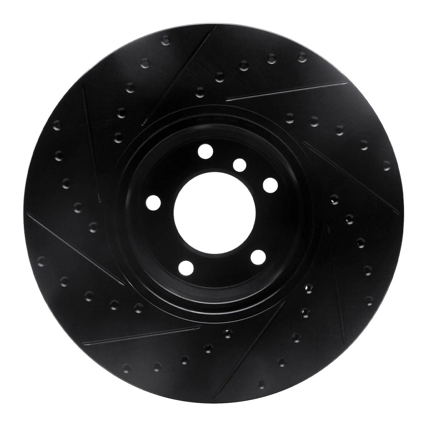 R1 Concepts 95-01 BMW 750IL Front Right Drilled & Slotted Black Brake Rotor - Image 2