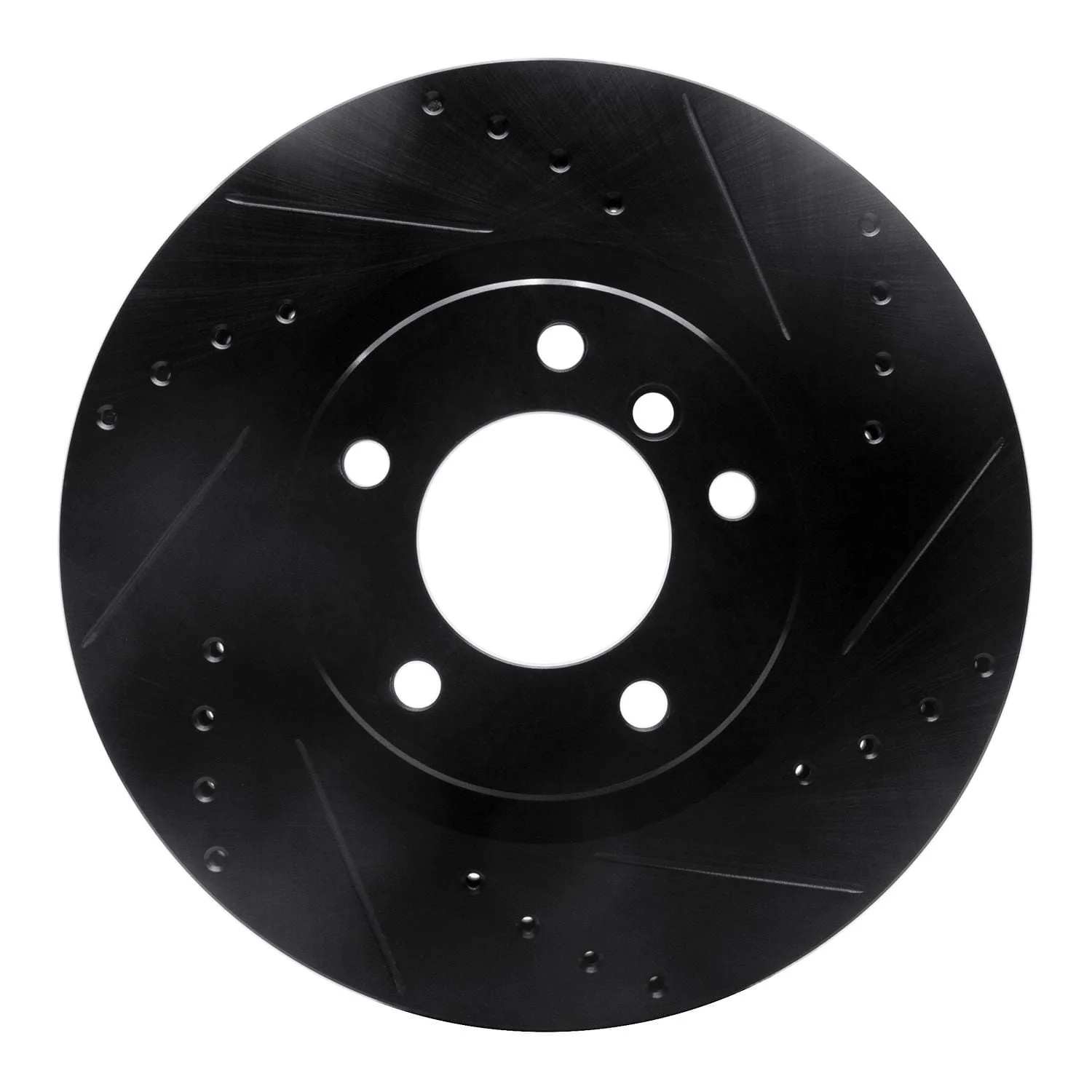 R1 Concepts 95-02 BMW M3 Left Front Drilled & Slotted Black Brake Rotor