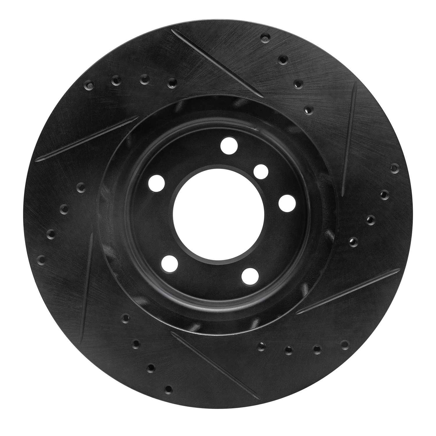 R1 Concepts 95-02 BMW M3 Right Front Drilled & Slotted Black Brake Rotor - Image 2