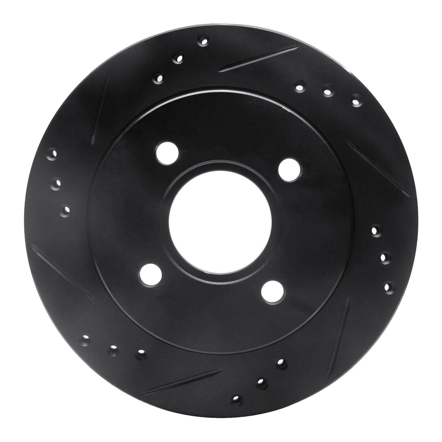R1 Concepts 95-04 Ford Contour Rear Left Drilled & Slotted Black Brake Rotor