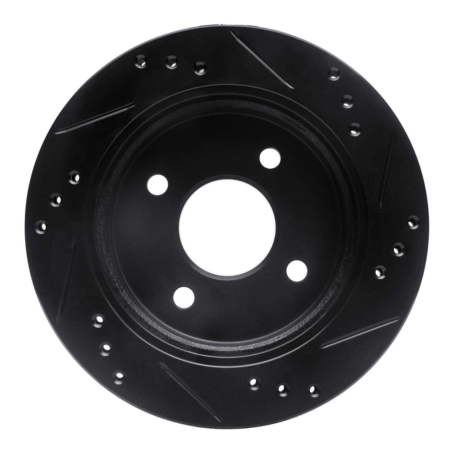 R1 Concepts 95-04 Ford Contour Rear Left Drilled & Slotted Black Brake Rotor - Image 2