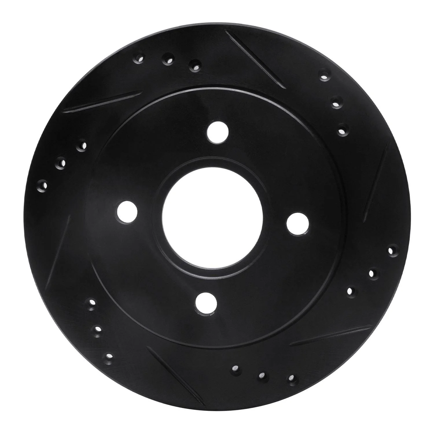 R1 Concepts 95-04 Ford Contour Rear Right Drilled & Slotted Black Brake Rotor
