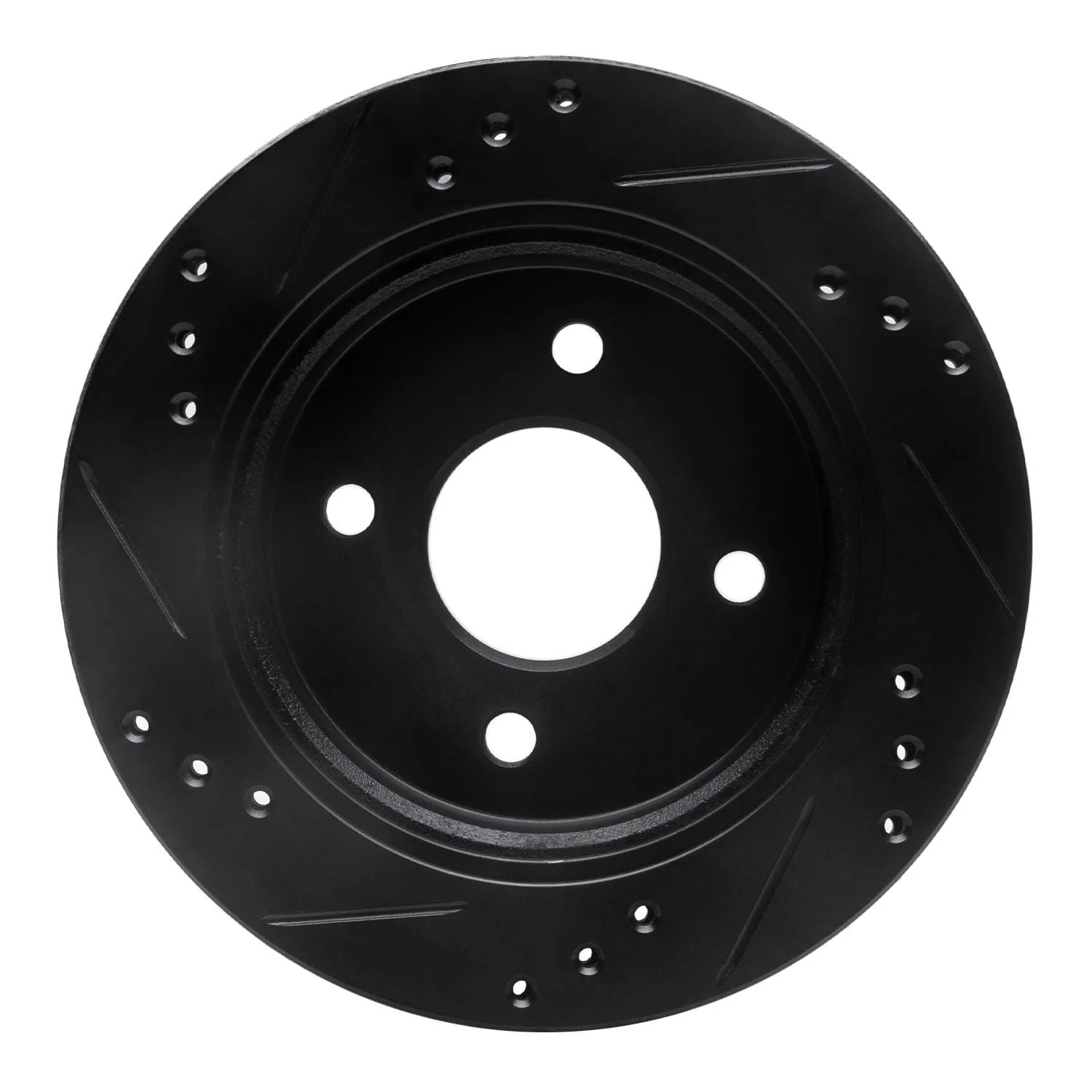 R1 Concepts 95-04 Ford Contour Rear Right Drilled & Slotted Black Brake Rotor - Image 2