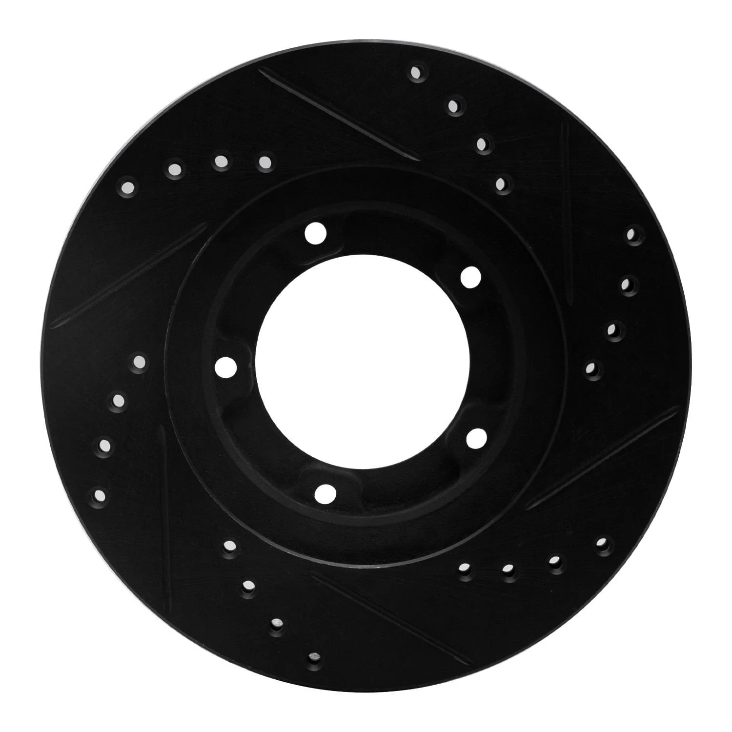 R1 Concepts 95-04 Toyota Tacoma Front Left Drilled & Slotted Black Brake Rotor - Image 2