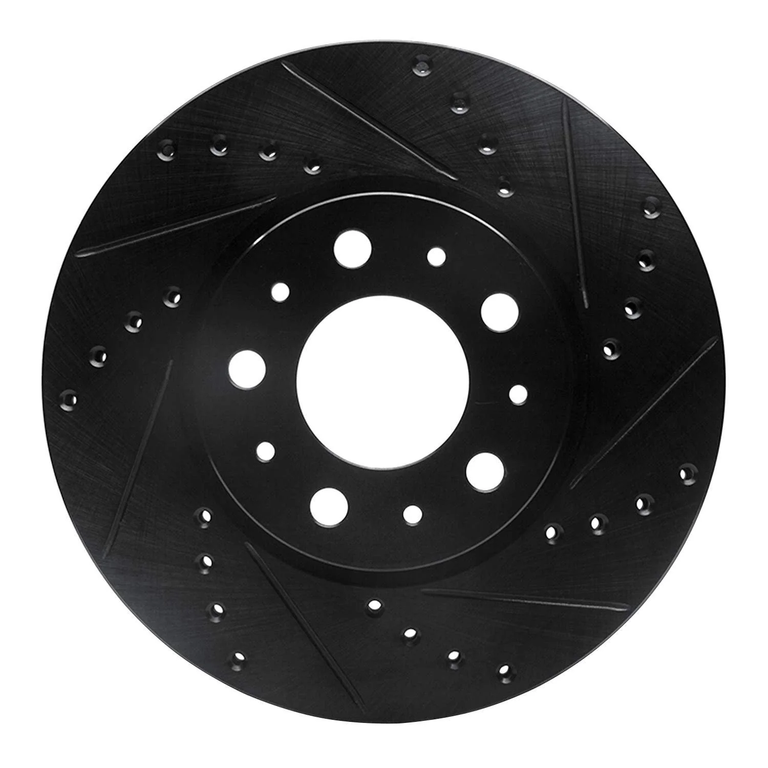 R1 Concepts 95-04 Volvo S90 Front Right Drilled & Slotted Black Brake Rotor