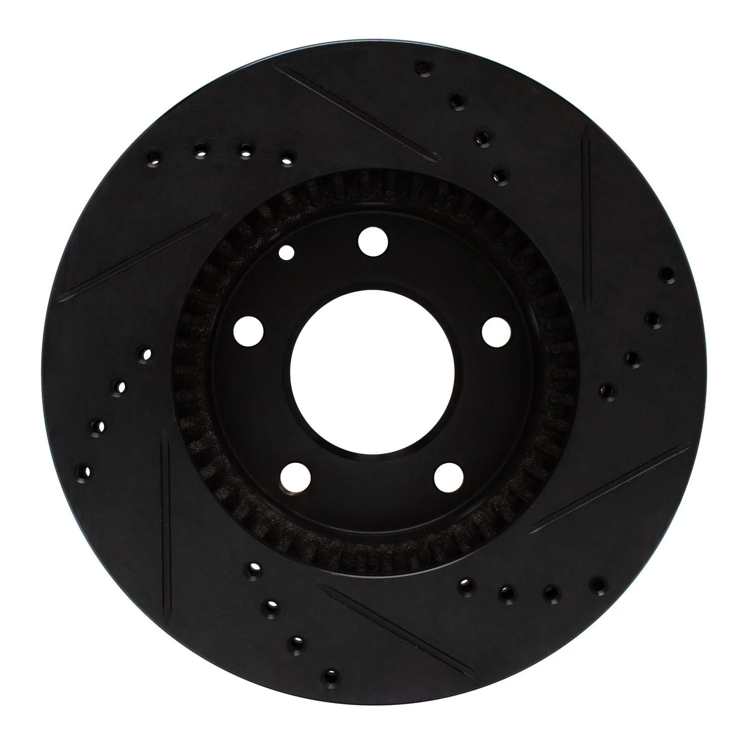 R1 Concepts 95-06 Mazda Millenia Front Left Drilled & Slotted Black Brake Rotor - Image 2