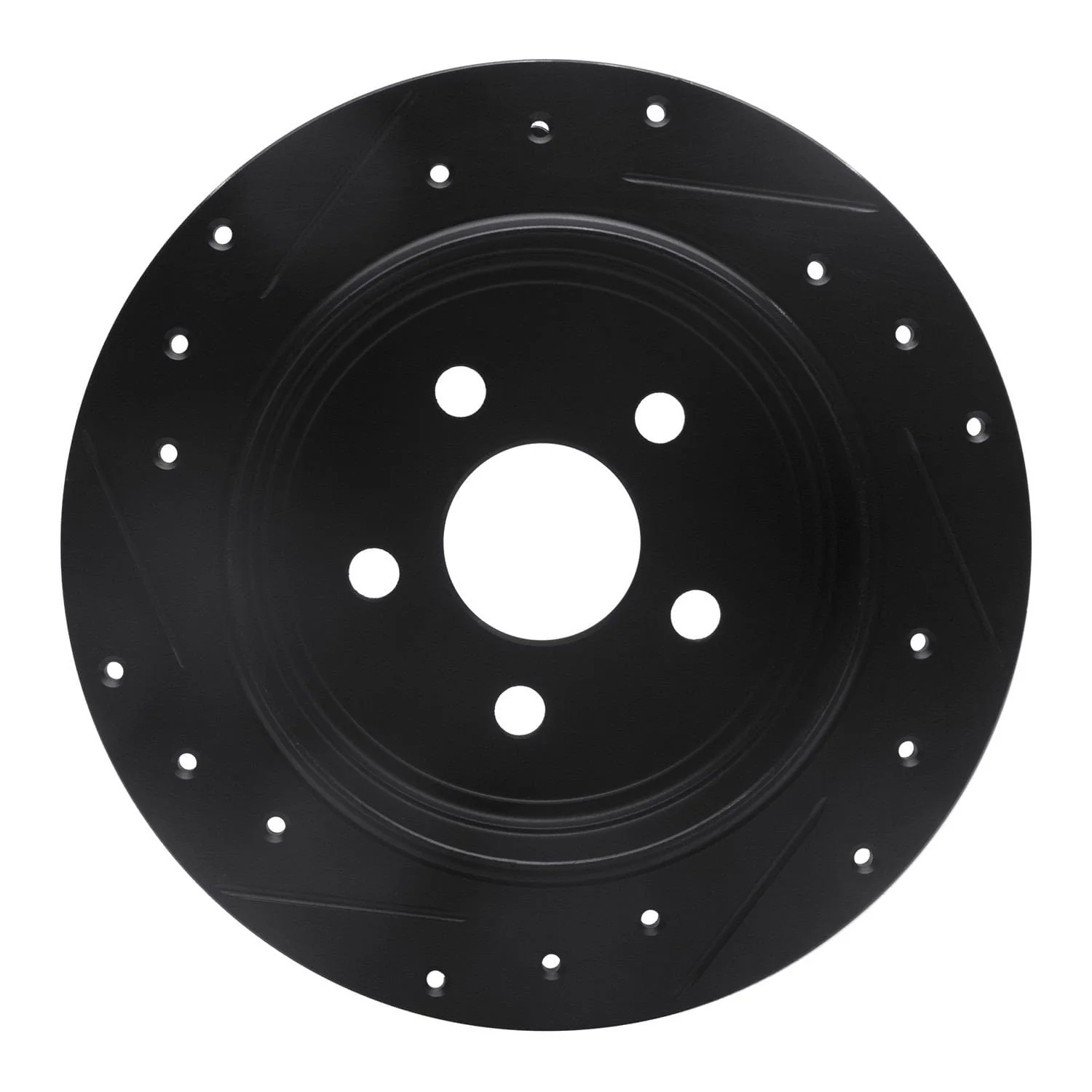 R1 Concepts 95-07 Chrysler CIRRUS Rear Right Drilled & Slotted Black Brake Rotor - Image 2
